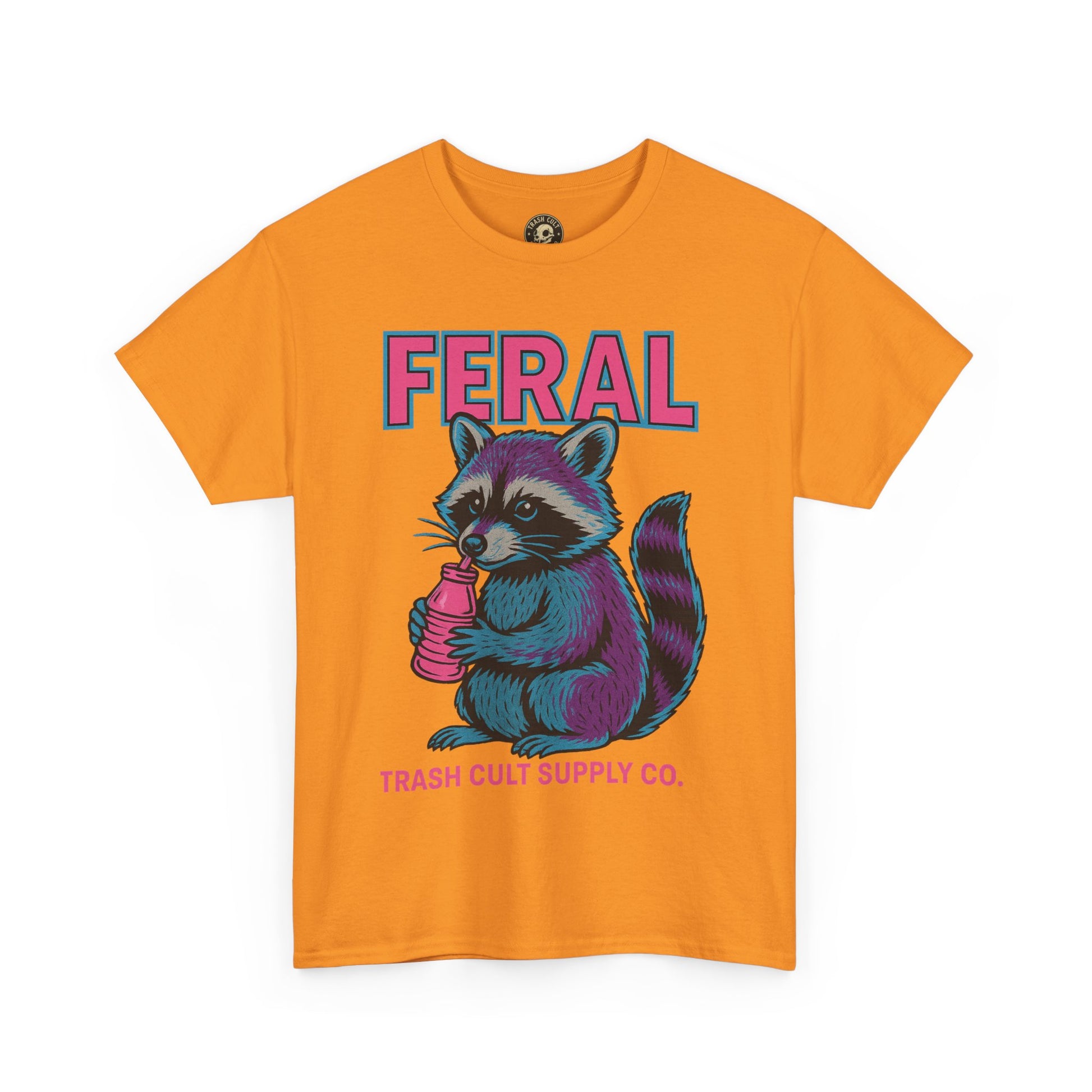FERAL Raccoon 80s Retro Shirt – Trash Cult Supply Co. – Gildan 5000 Tee