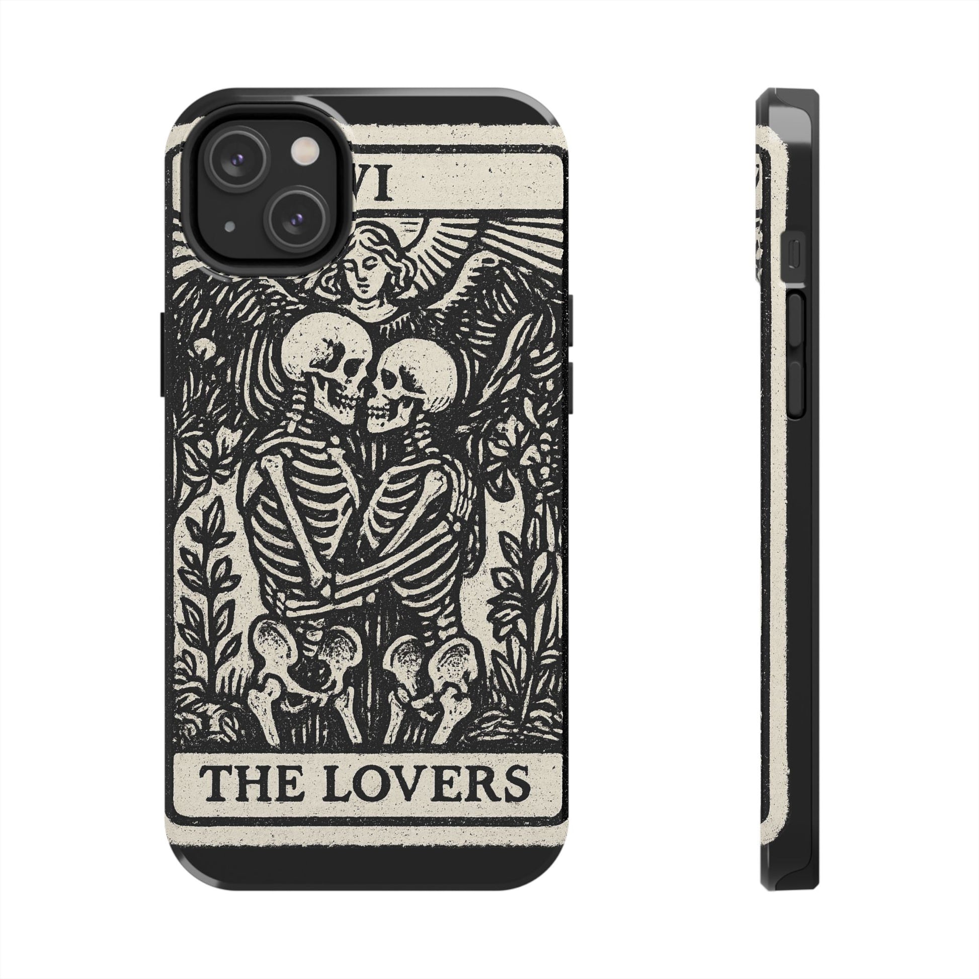 Tough Phone Case with Skeleton Lovers Design, Gothic Phone Cover, Unique Couples Gift, Halloween Accessory, Edgy Tech Design