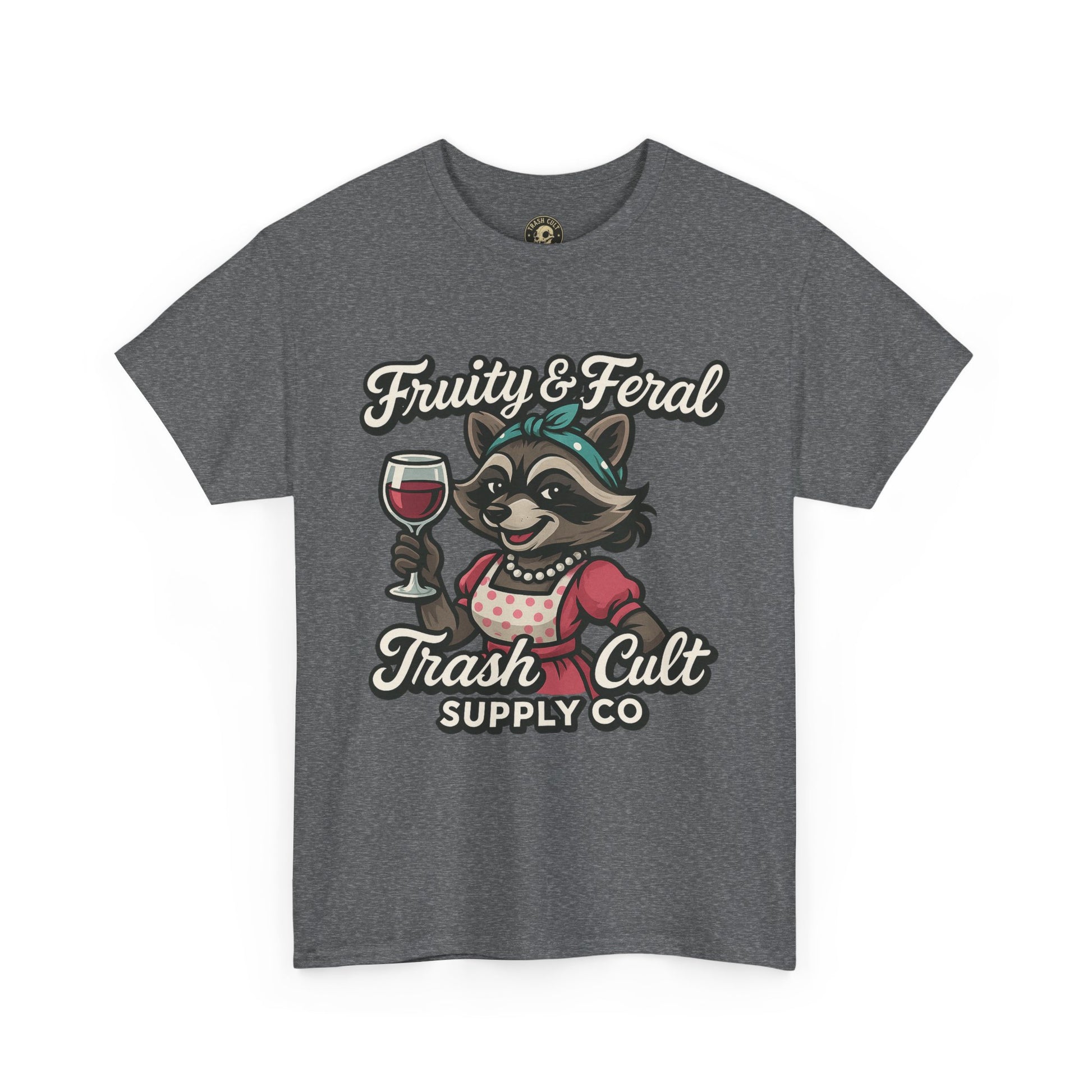 Fruity & Feral Raccoon Housewife Tee – Trash Cult Supply Co. on Gildan 5000