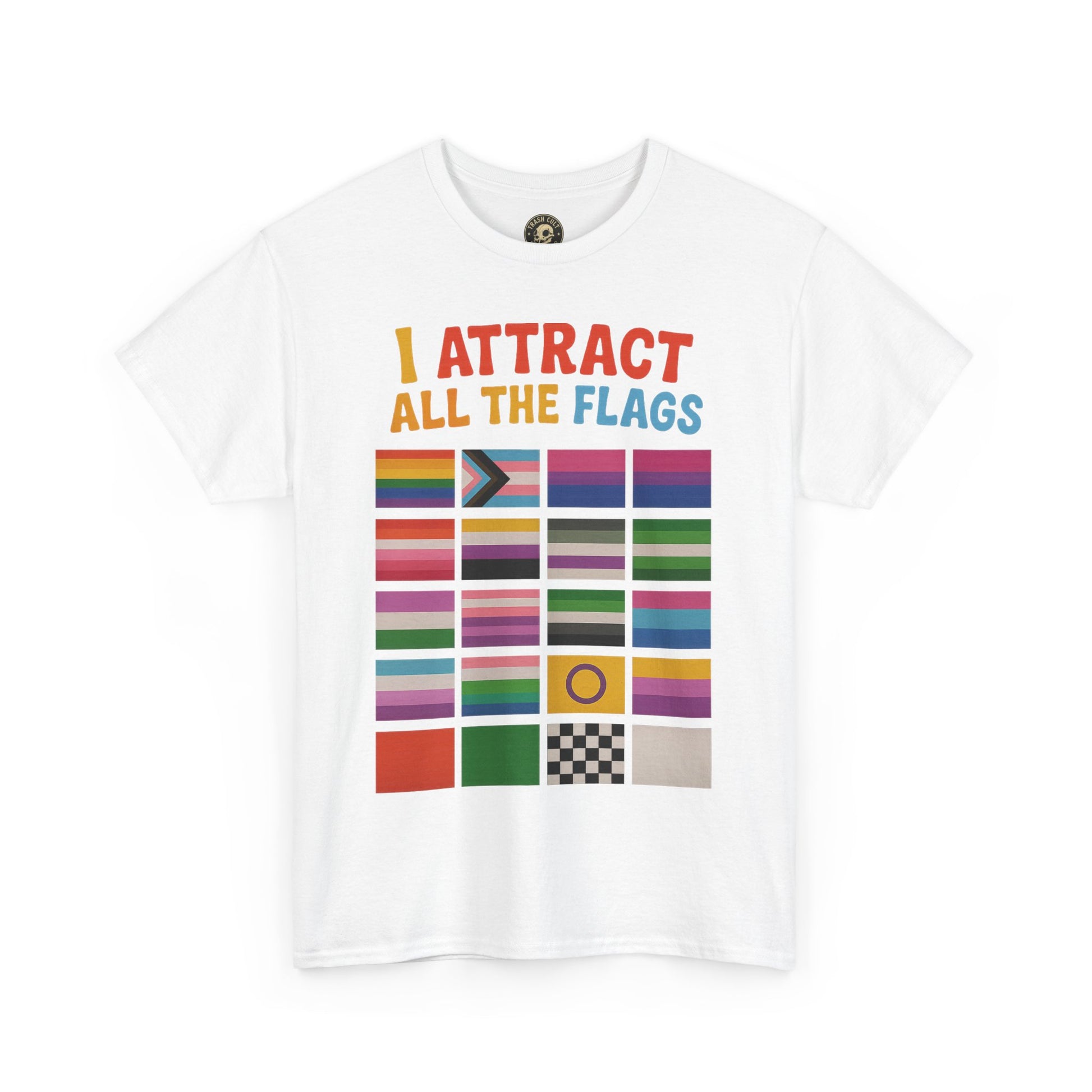 I Attract All The Flags LGBTQ Pride T-Shirt – Funny Inclusivity Shirt – Gildan 5000