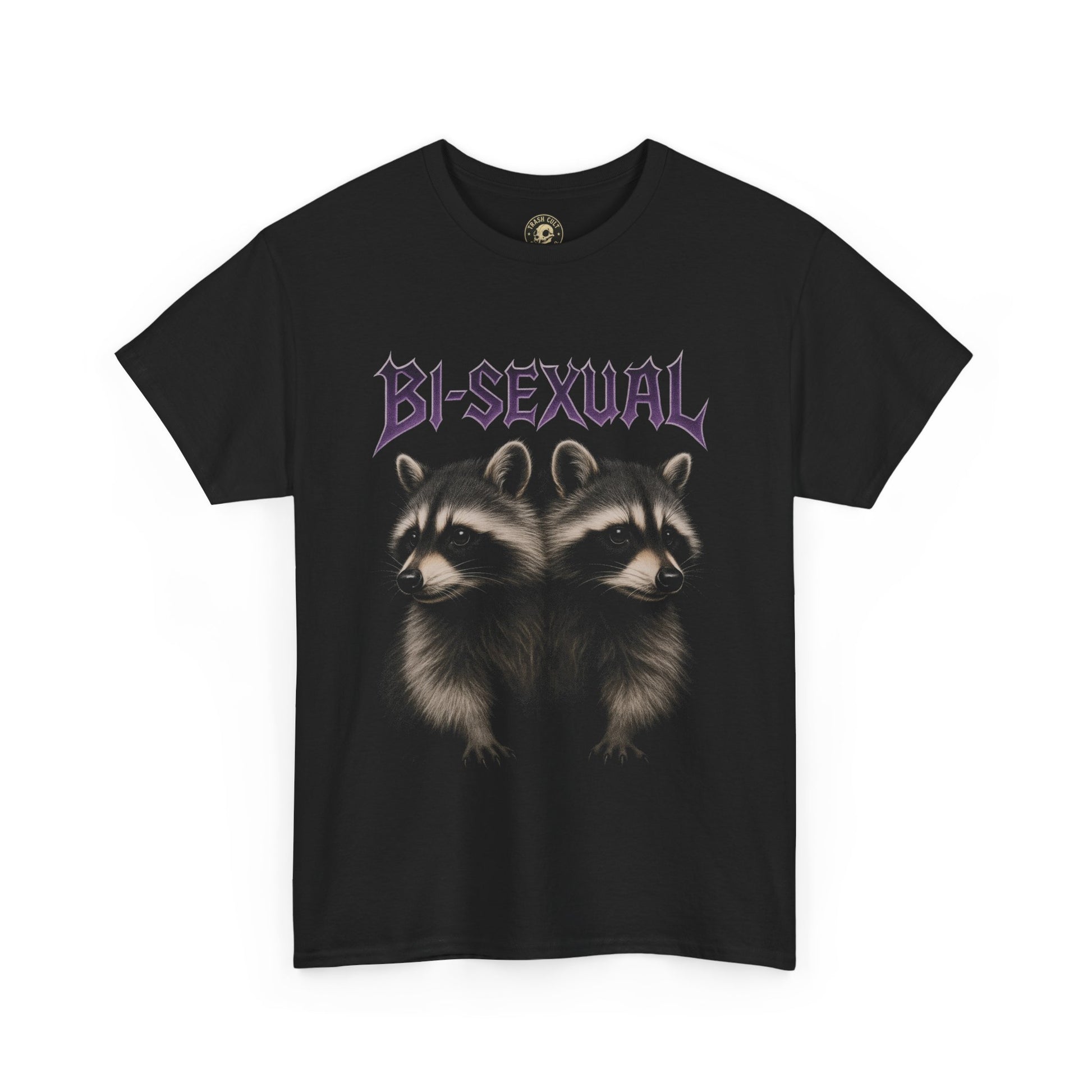 Two-Headed Raccoon "BI-SEXUAL" Metal Band Style Shirt – Bold Airbrush Art Tee