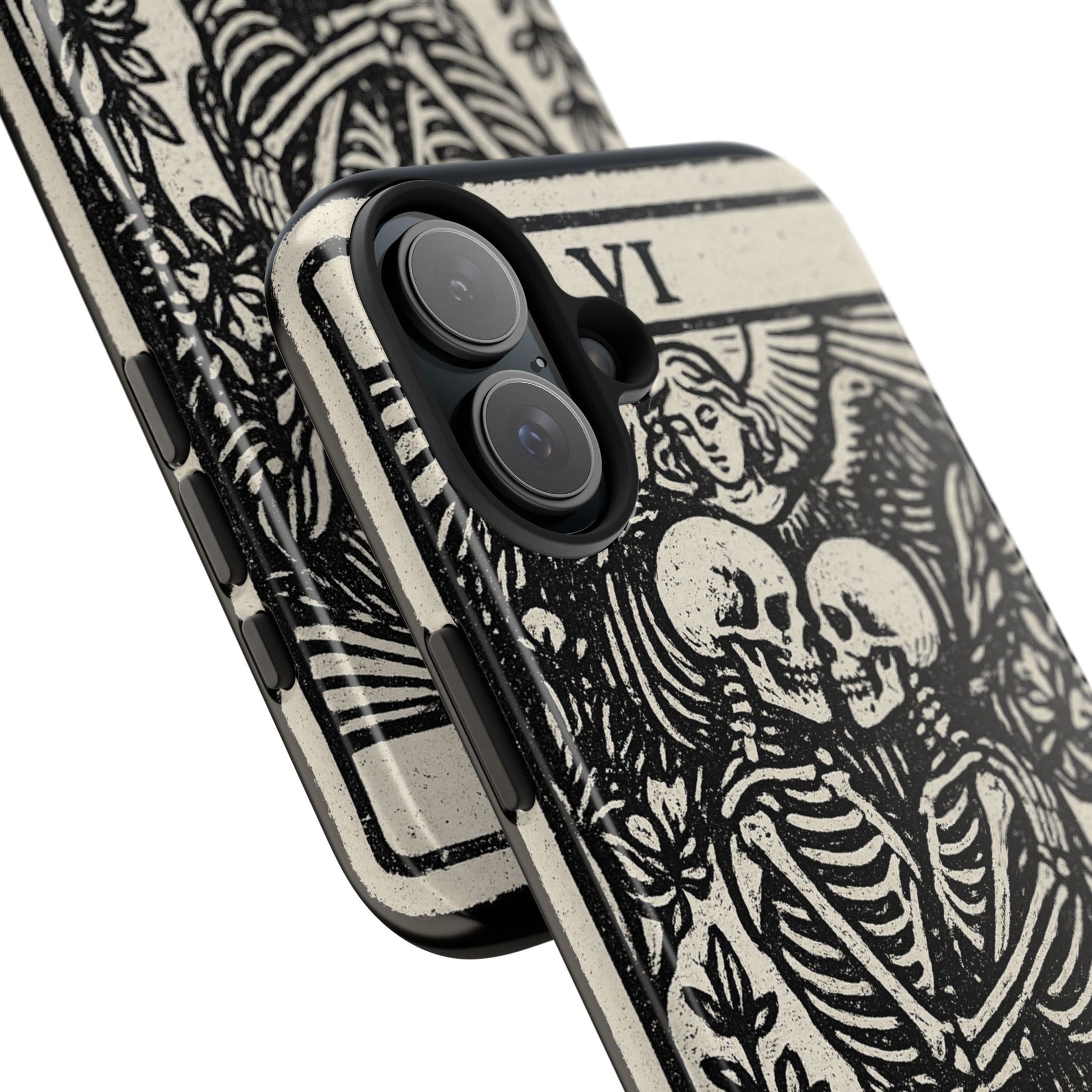 Tough Phone Case with Skeleton Lovers Design, Gothic Phone Cover, Unique Couples Gift, Halloween Accessory, Edgy Tech Design