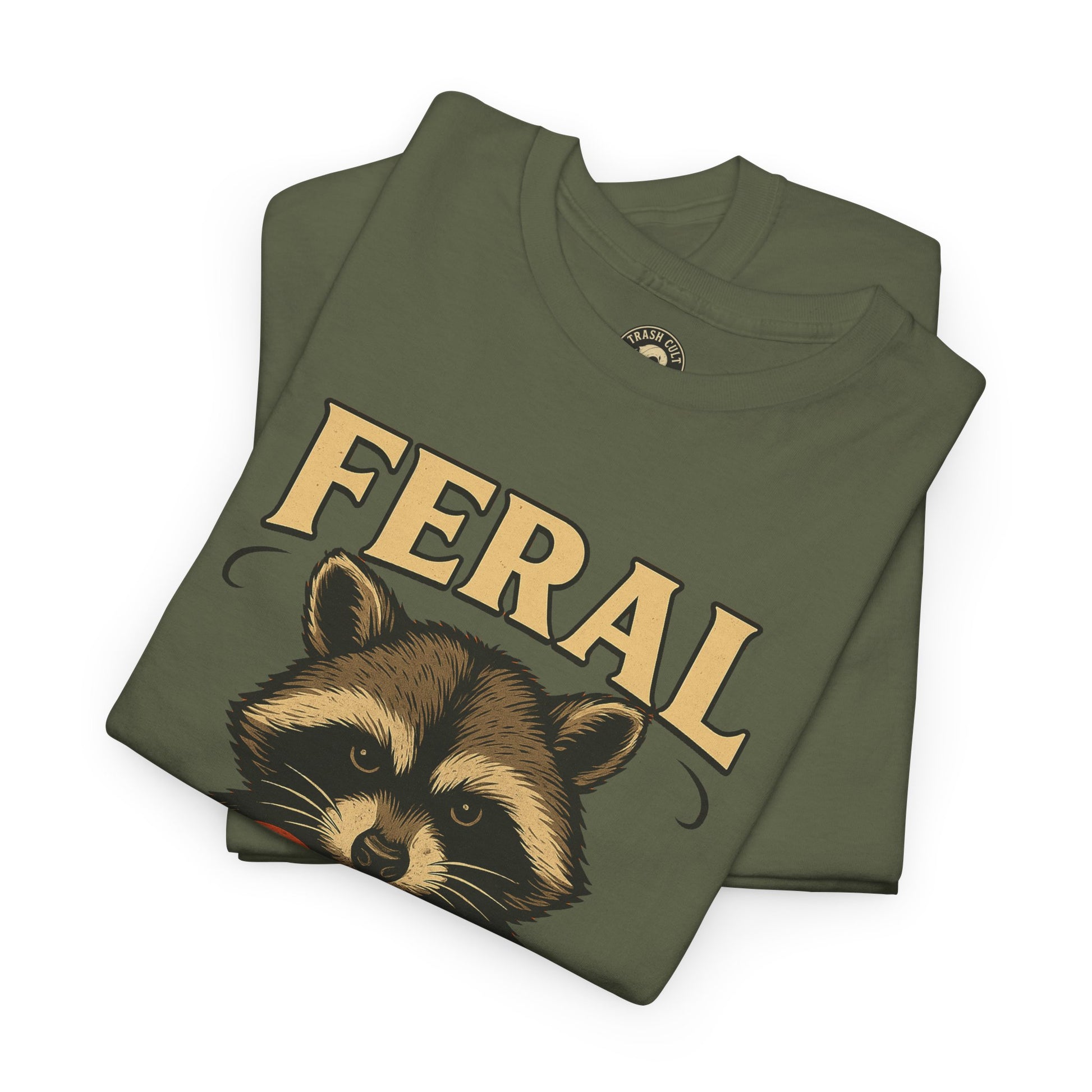 Feral Raccoon Tee - Unisex Heavy Cotton Tee, Cute Animal Shirt, Trendy Graphic Tee, Fun Gift for Animal Lovers, Casual Everyday Wear
