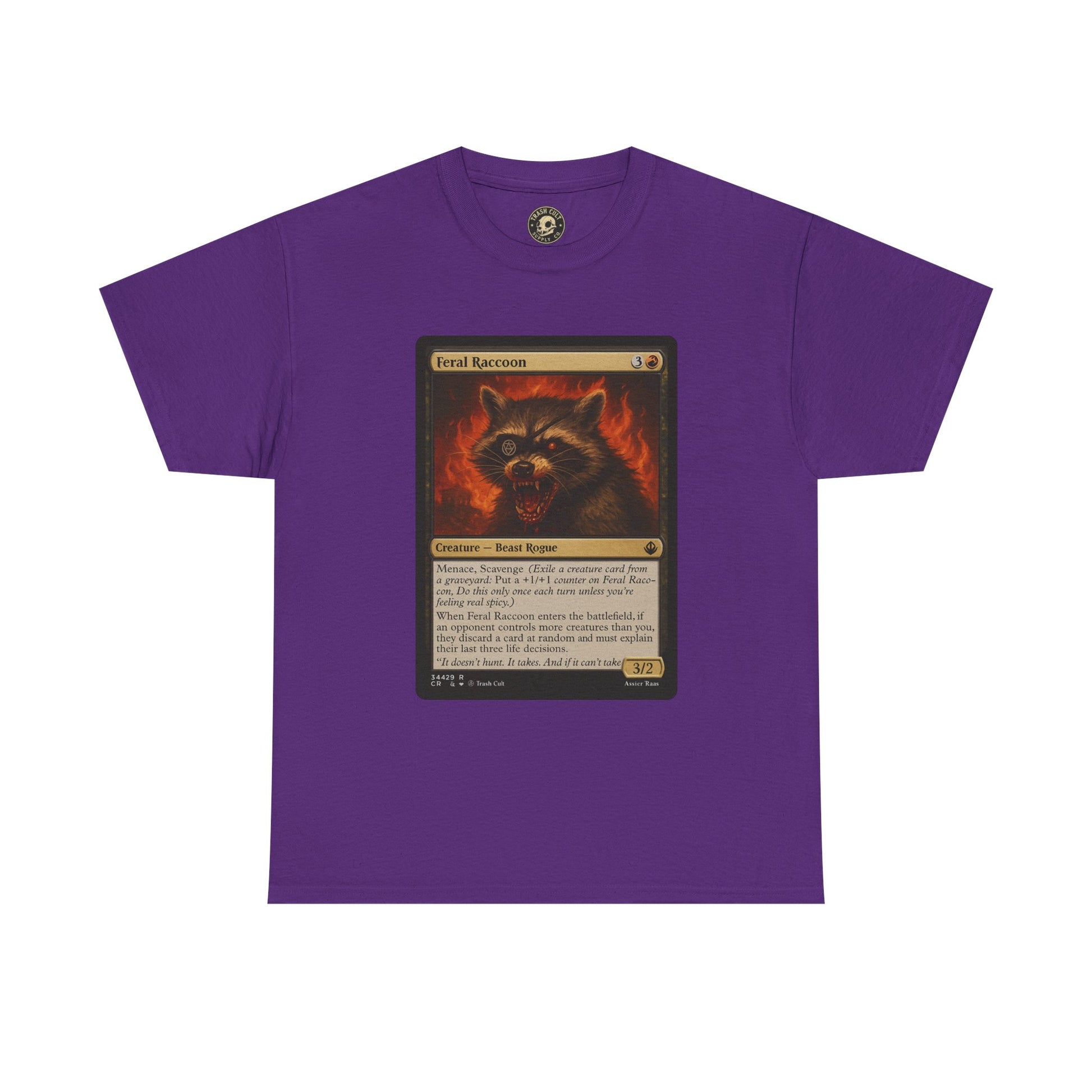 Feral Raccoon Magic Card Shirt – MTG-Inspired Beast Rogue Tee, Trash Cult Creature Card, Gildan 5000 Unisex T-Shirt
