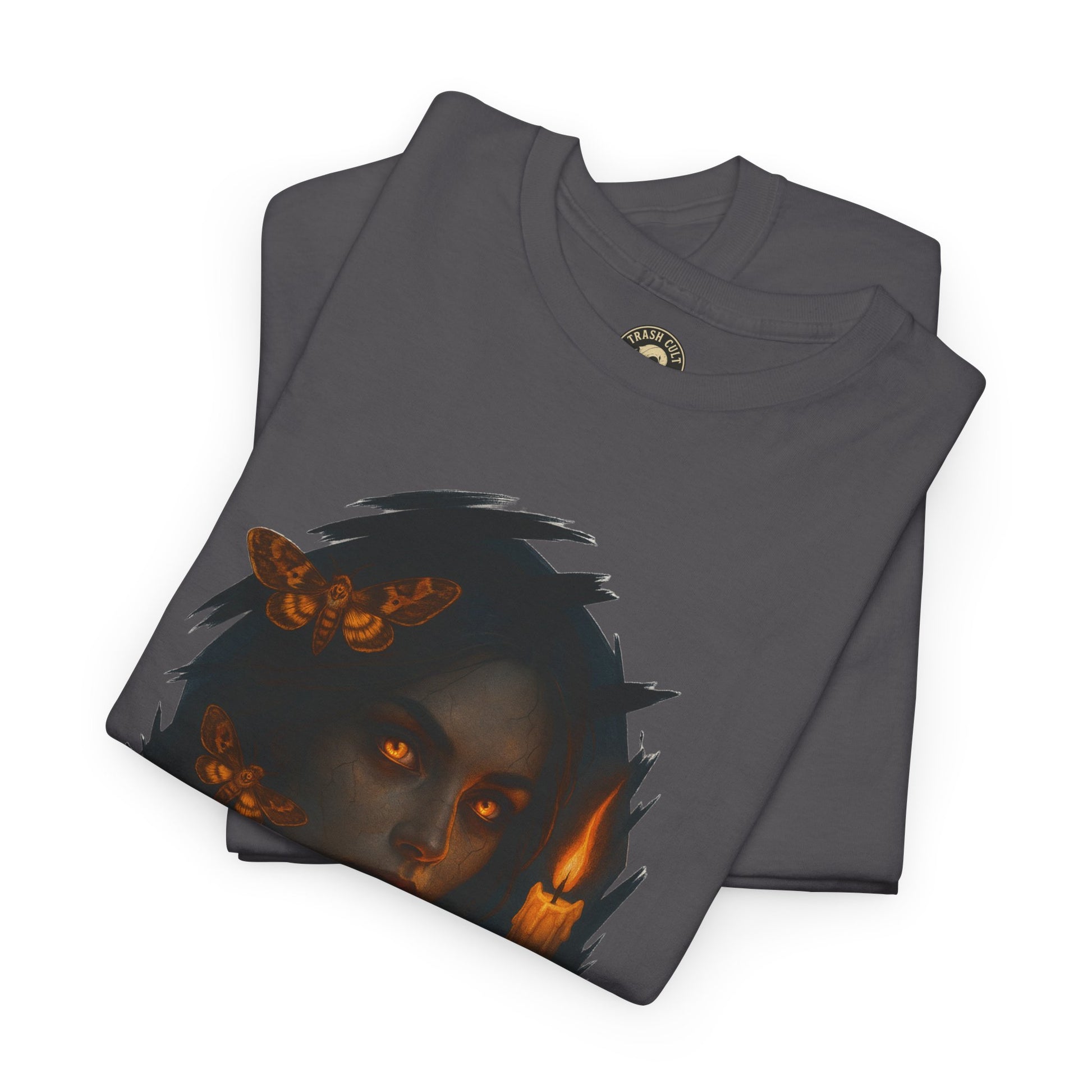Mystical Night Unisex Heavy Cotton Tee, Witchy Shirt, Halloween Apparel, Fantasy Tee, Gift for Her, Art Graphic Tee