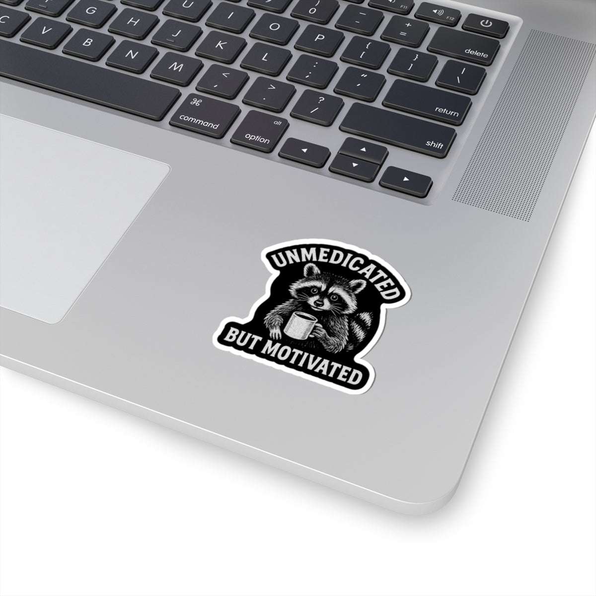 Unmedicated but Motivated Raccoon Stickers, Cute Animal Sticker, Motivational Quote Stickers, Laptop Decor, Fun Gifts, Planner Stickers