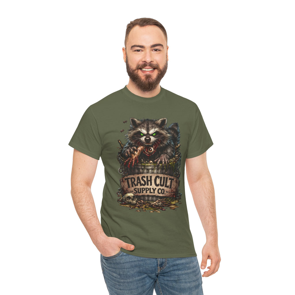 Raccoon 'Trash Cult Supply Co.' Graphic Tee — Vintage Grunge Animal Streetwear