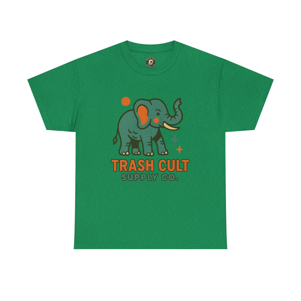 Trash Cult Elephant Unisex Heavy Cotton Tee, Eco-Friendly Shirt, Cool Casual Tee, Gift for Animal Lovers, Vintage Style T-Shirt