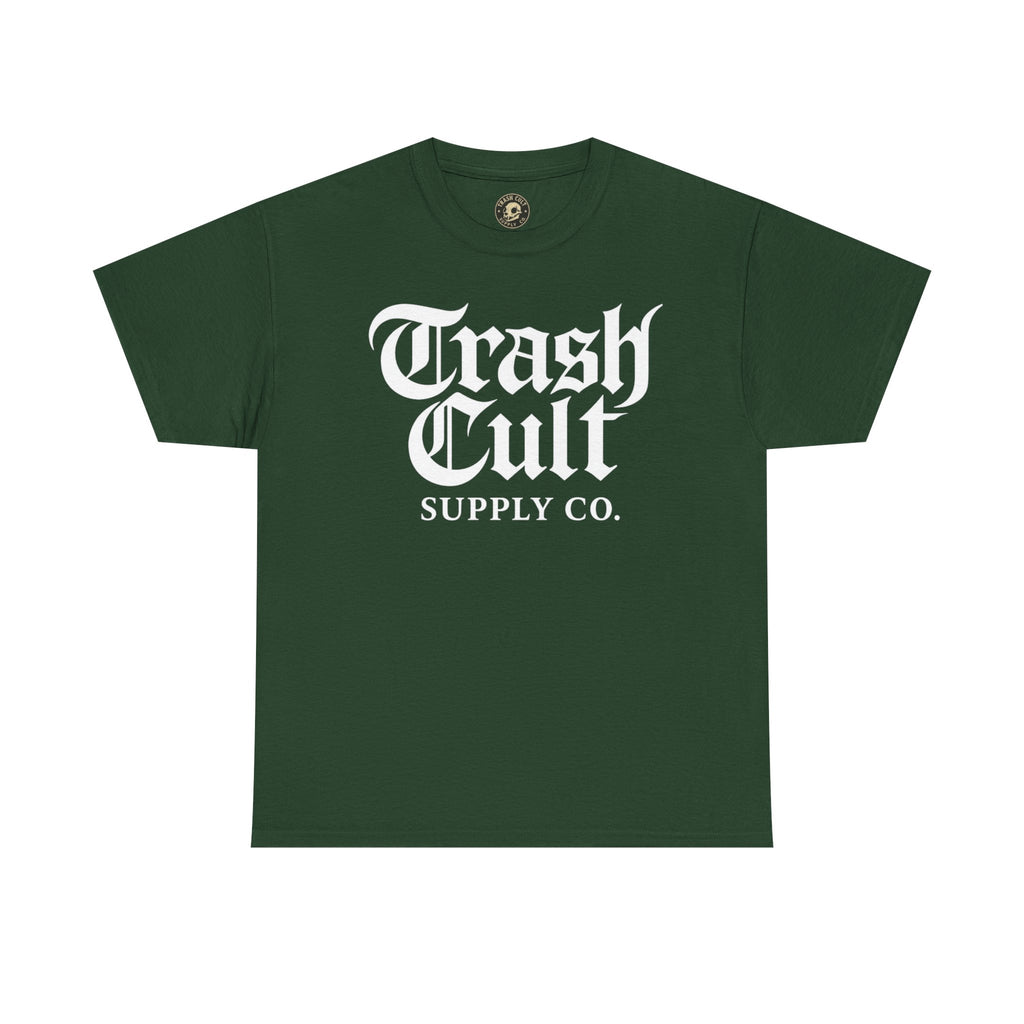 Trash Cult Gothic Logo Shirt – White Cyber Gothic Print on Gildan 5000