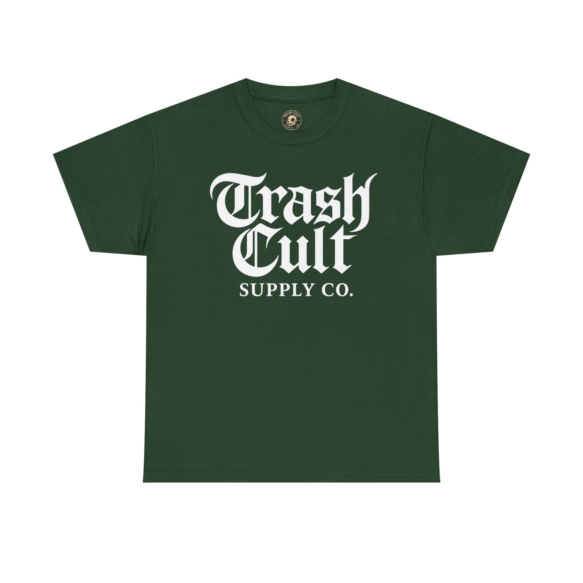 Trash Cult Gothic Logo Shirt – White Cyber Gothic Print on Gildan 5000