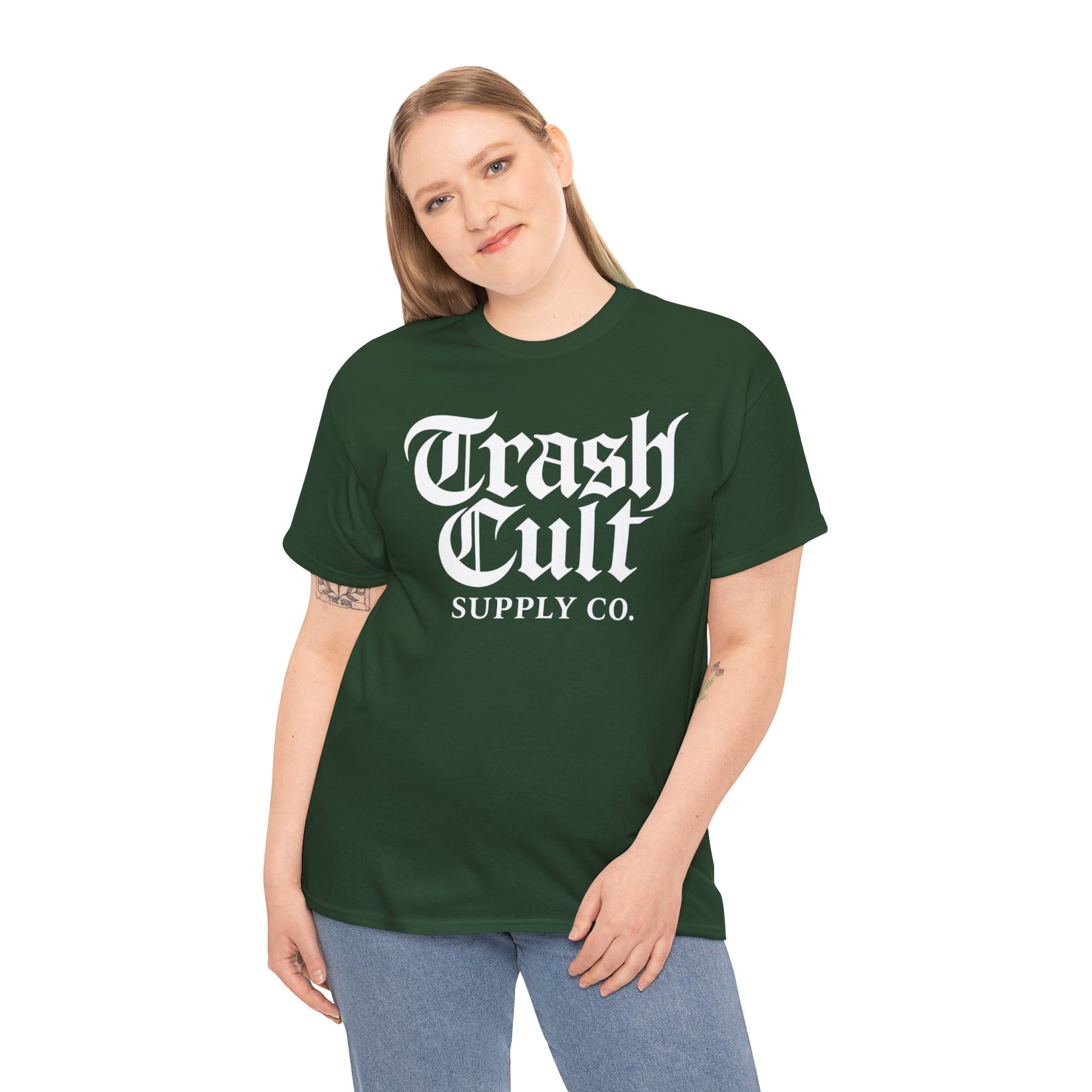 Trash Cult Gothic Logo Shirt – White Cyber Gothic Print on Gildan 5000