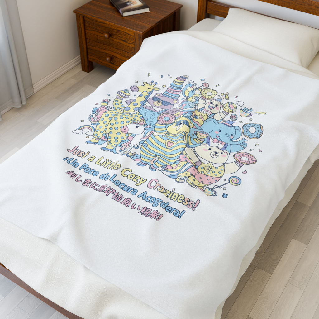 Cozy Cute Chaos Velveteen Plush Blanket | mildly unhinged, whimsical weird