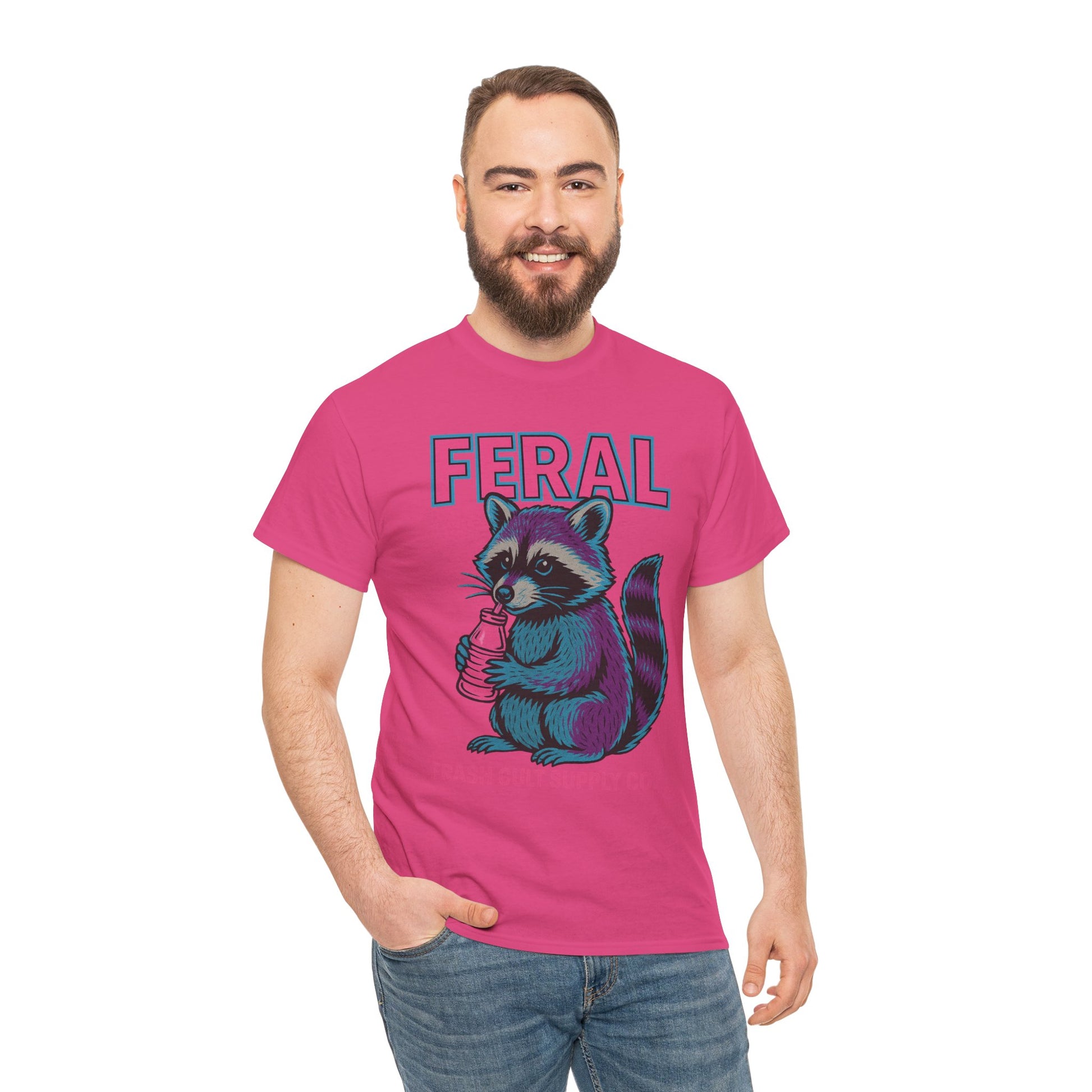FERAL Raccoon 80s Retro Shirt – Trash Cult Supply Co. – Gildan 5000 Tee