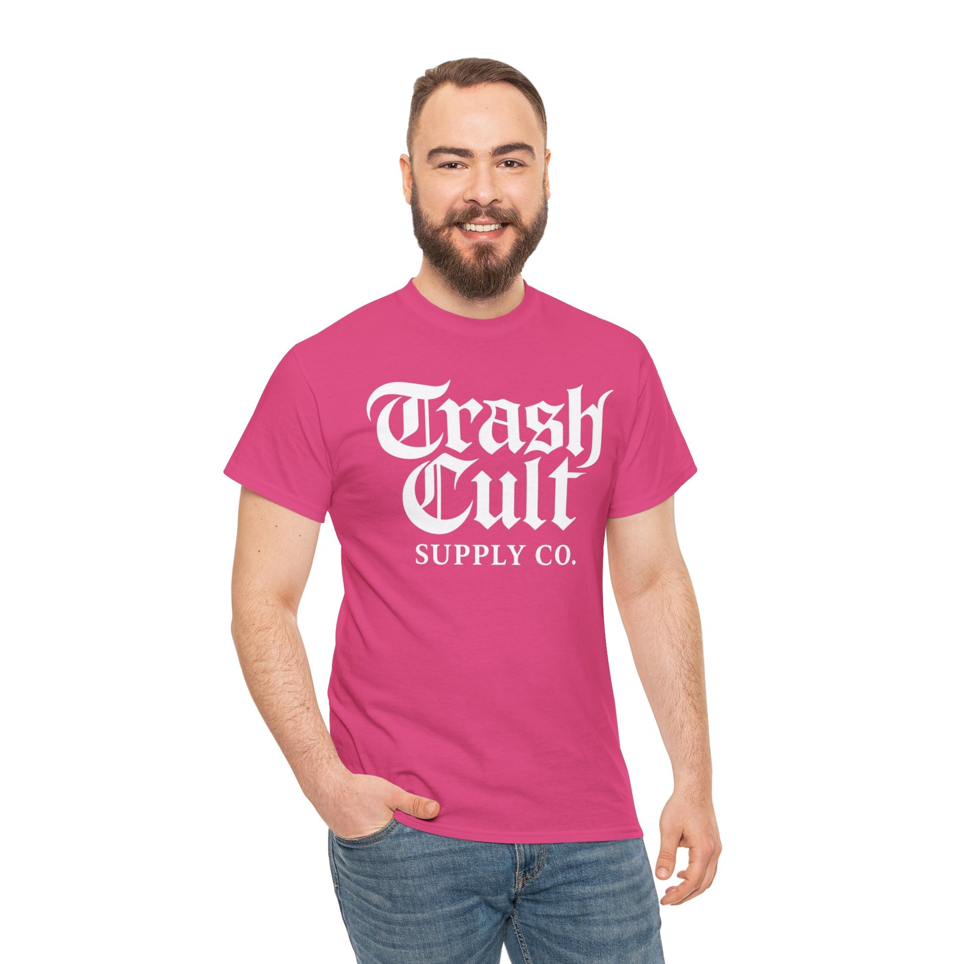 Trash Cult Gothic Logo Shirt – White Cyber Gothic Print on Gildan 5000