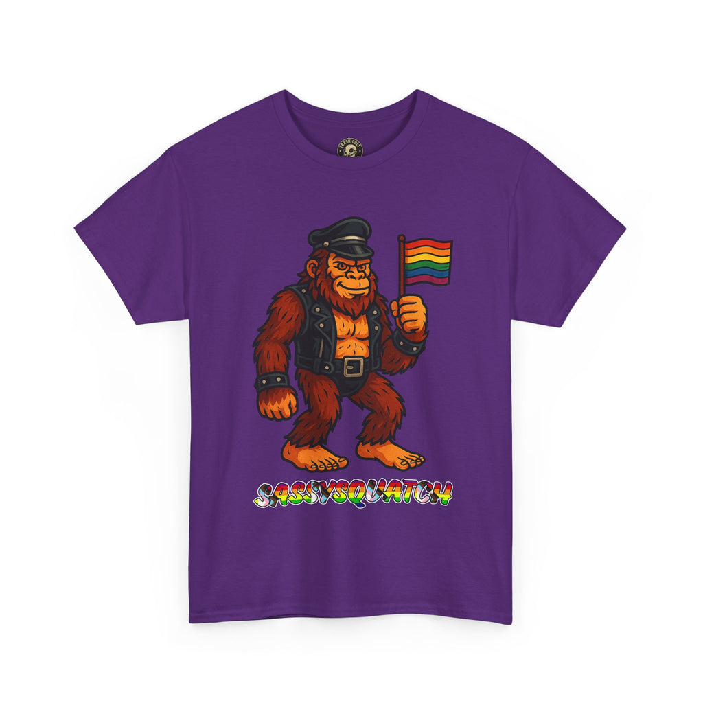 Sassysquatch Graphic Tee – Funny Bigfoot Pride Shirt – LGBTQ Leather Bear T-Shirt – Gildan 5000 Unisex Cotton Tee