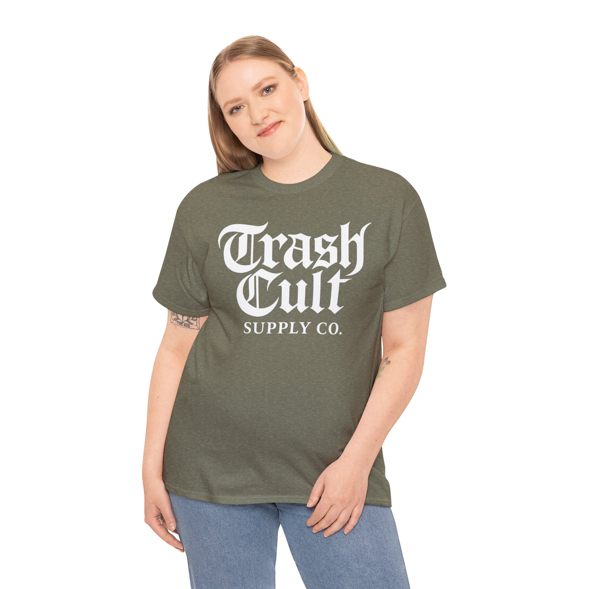 Trash Cult Gothic Logo Shirt – White Cyber Gothic Print on Gildan 5000