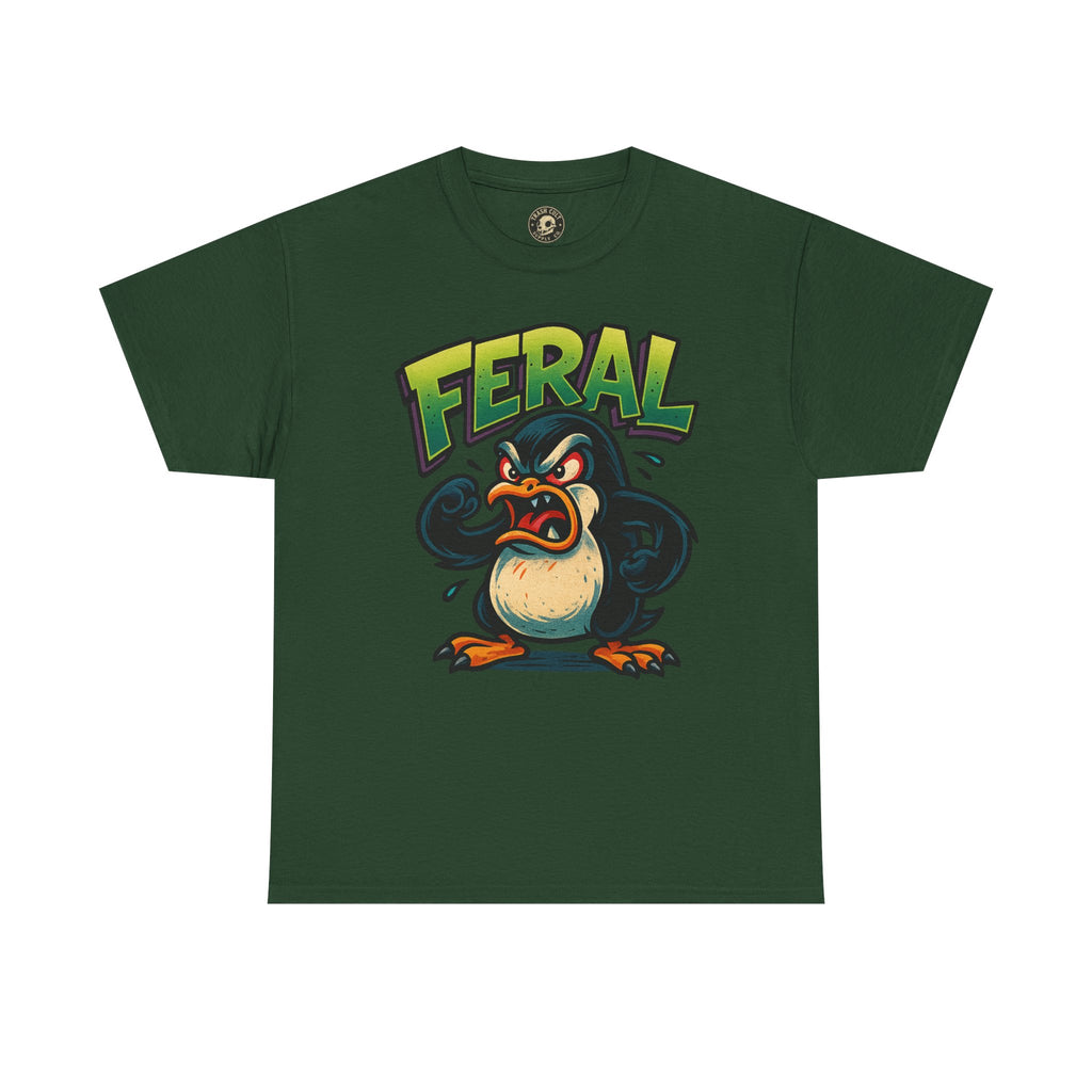 Feral Penguin T-Shirt – Funny Unisex Cotton Tee | Bold Animal Graphic Shirt, Quirky Gift Idea