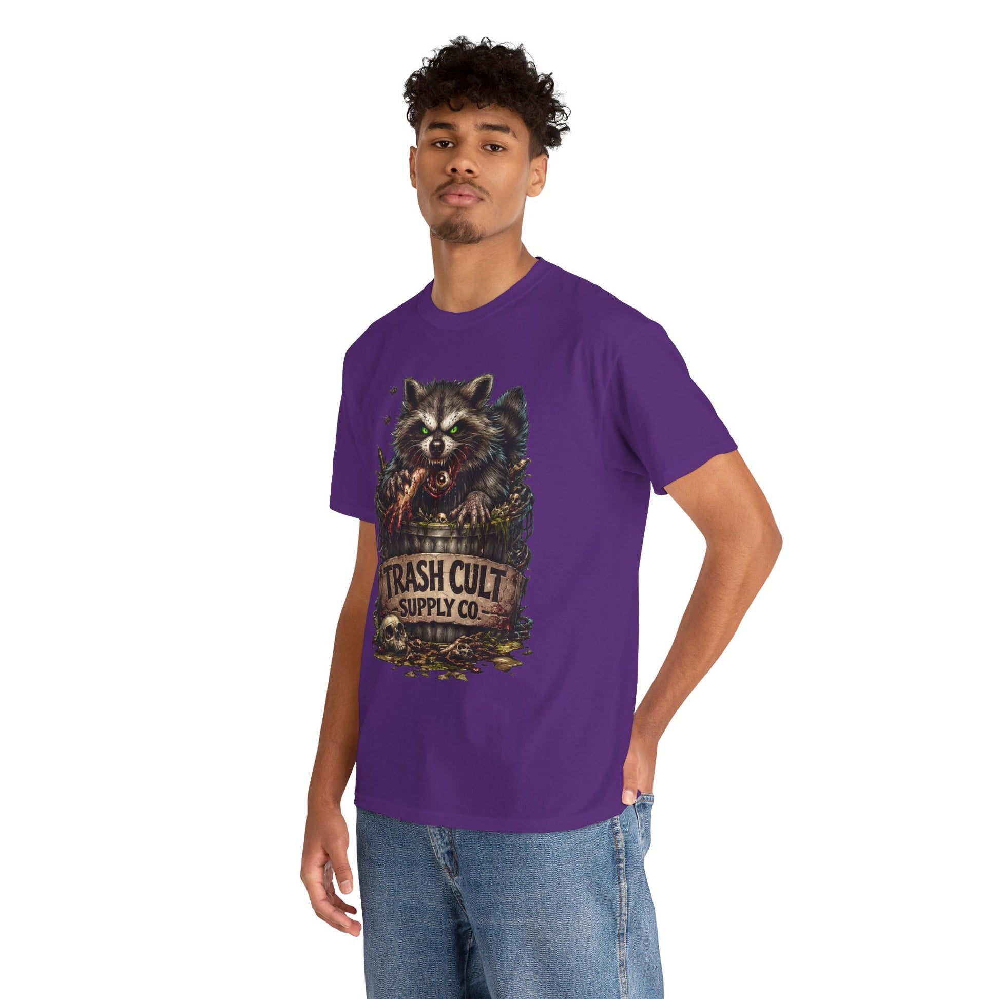 Raccoon 'Trash Cult Supply Co.' Graphic Tee — Vintage Grunge Animal Streetwear
