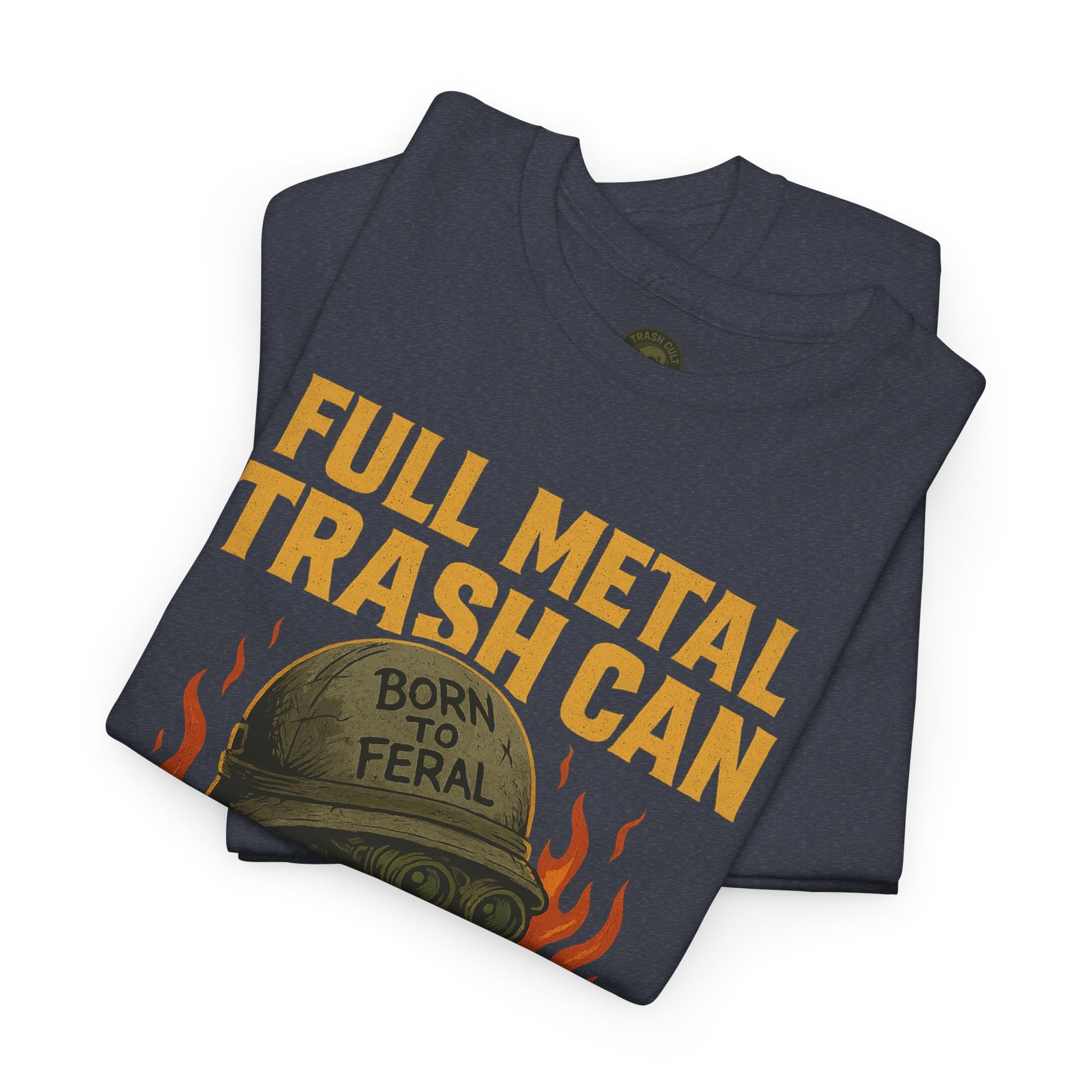 Full Metal Trash Can T-Shirt – Born to Feral Raccoon Graphic | Trash Cult Supply Co. | Gildan 5000 Tee