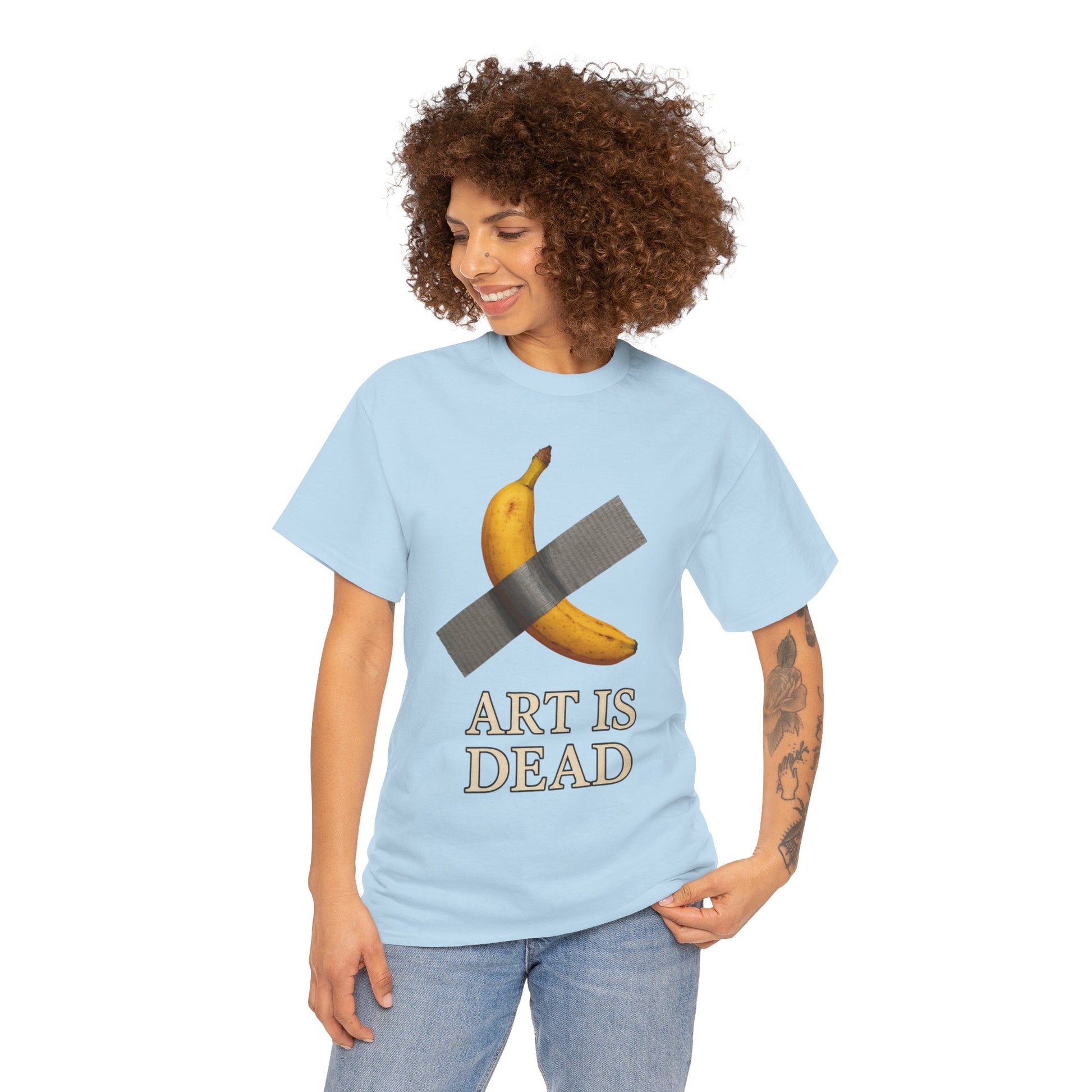 “ART IS DEAD” Banana Duct Tape Meme Tee – Satirical Art Parody Shirt by Trash Cult Supply Co.