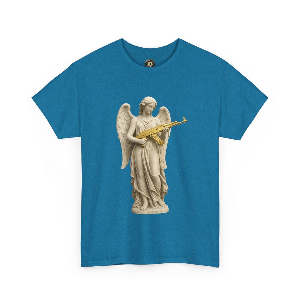Marble Angel with Gold AK-47 T-Shirt – Gildan 5000 Divine Chaos Tee