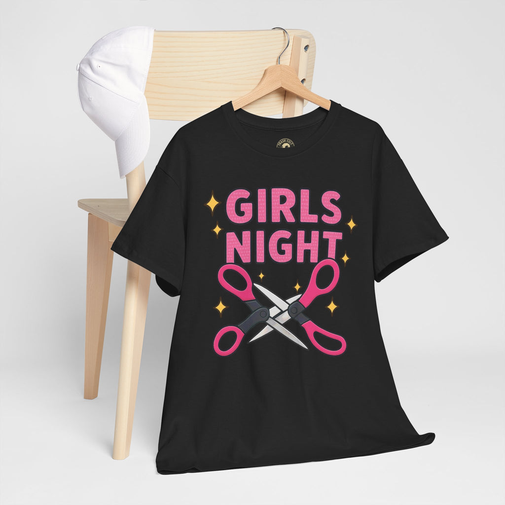 Funny Girls Night Shirt – Lesbian Humor Tee – Pink Scissors Graphic on Gildan 5000