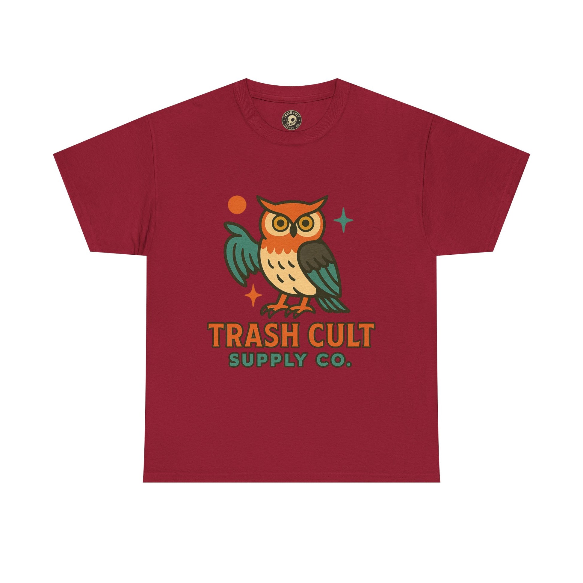 Vintage Owl Graphic Tee, Unisex Heavy Cotton Tee, Trash Cult Shirt, Nature Lover Gift, Eco-Friendly Apparel