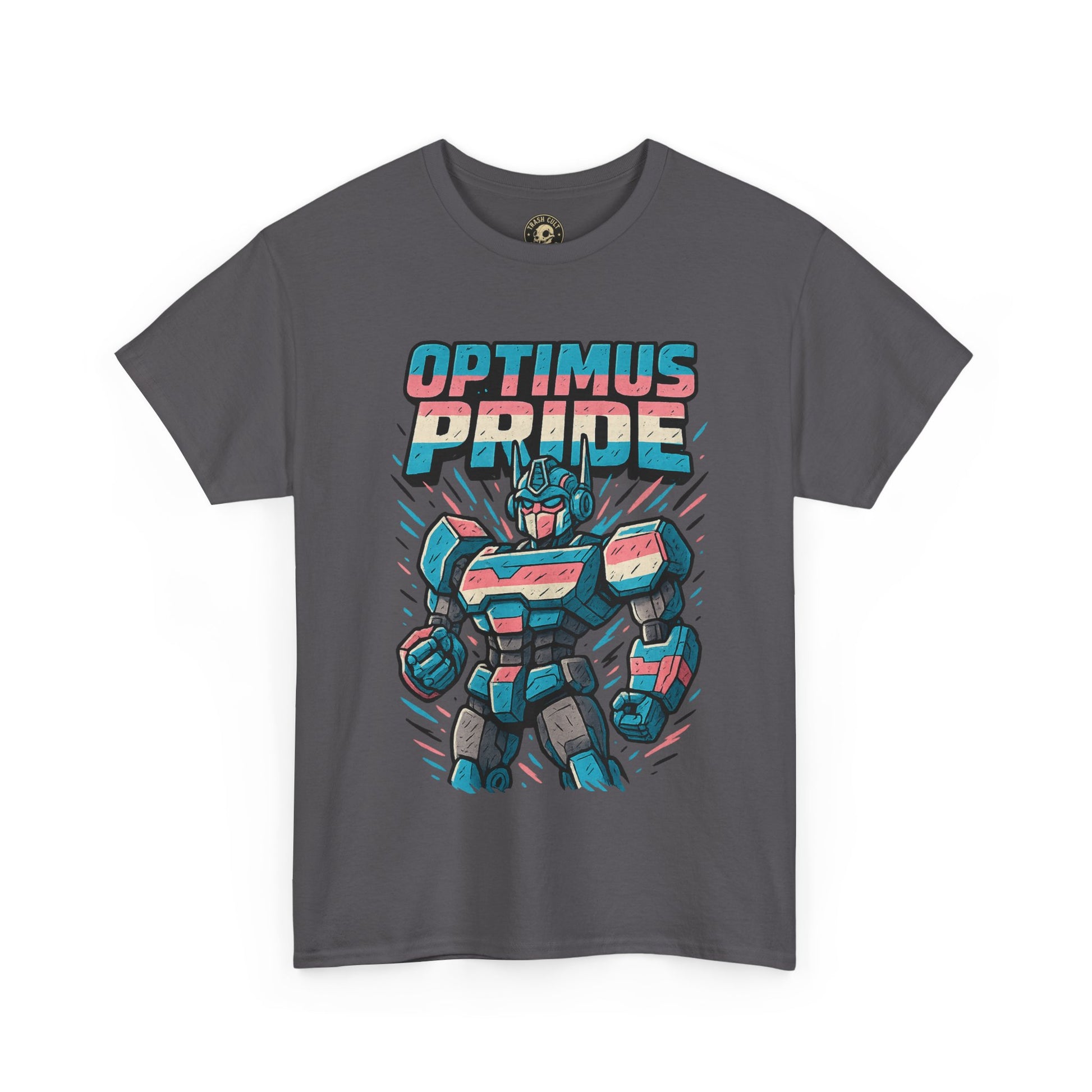 Optimus Pride T-Shirt – Funny Trans Mech LGBTQ+ Graphic Tee | Unisex Heavy Cotton Nerd Pride Shirt