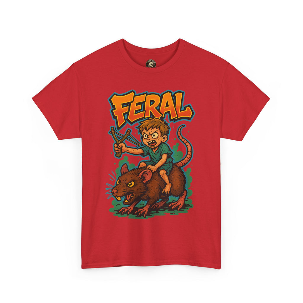 FERAL Graffiti Rat Rider T-Shirt – Bold New School Streetwear | Gildan 5000 Chaos Graphic Tee