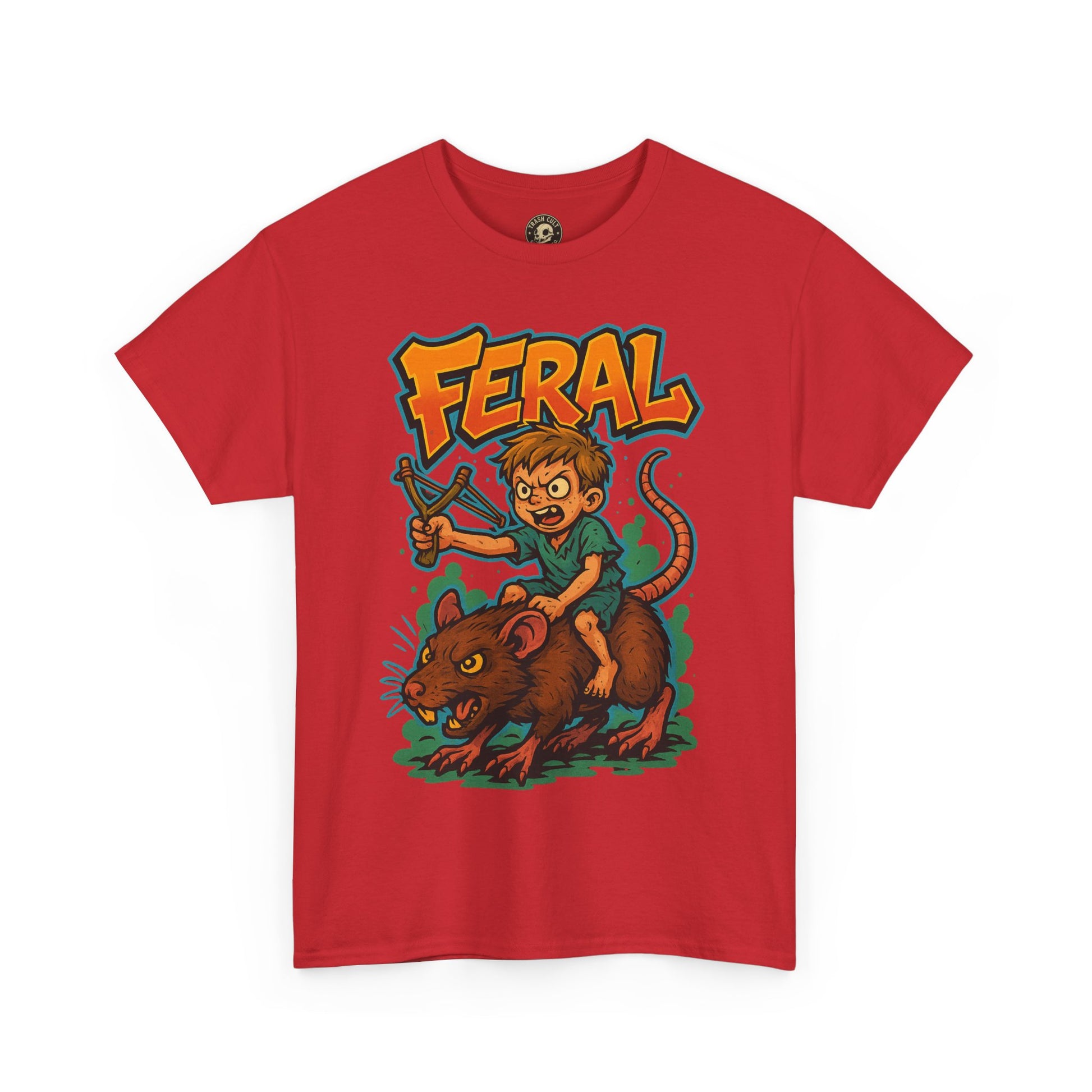 FERAL Graffiti Rat Rider T-Shirt – Bold New School Streetwear | Gildan 5000 Chaos Graphic Tee