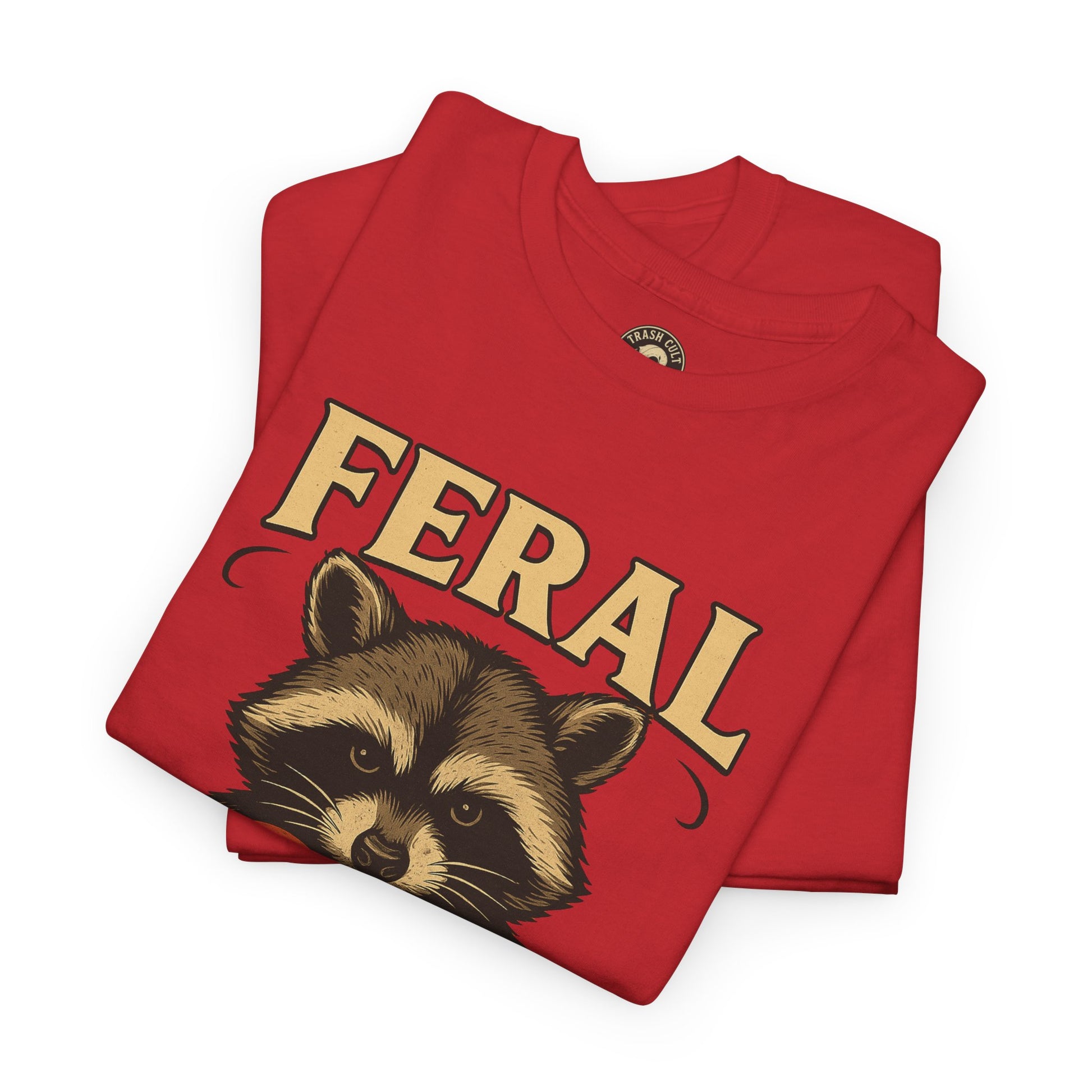 Feral Raccoon Tee - Unisex Heavy Cotton Tee, Cute Animal Shirt, Trendy Graphic Tee, Fun Gift for Animal Lovers, Casual Everyday Wear