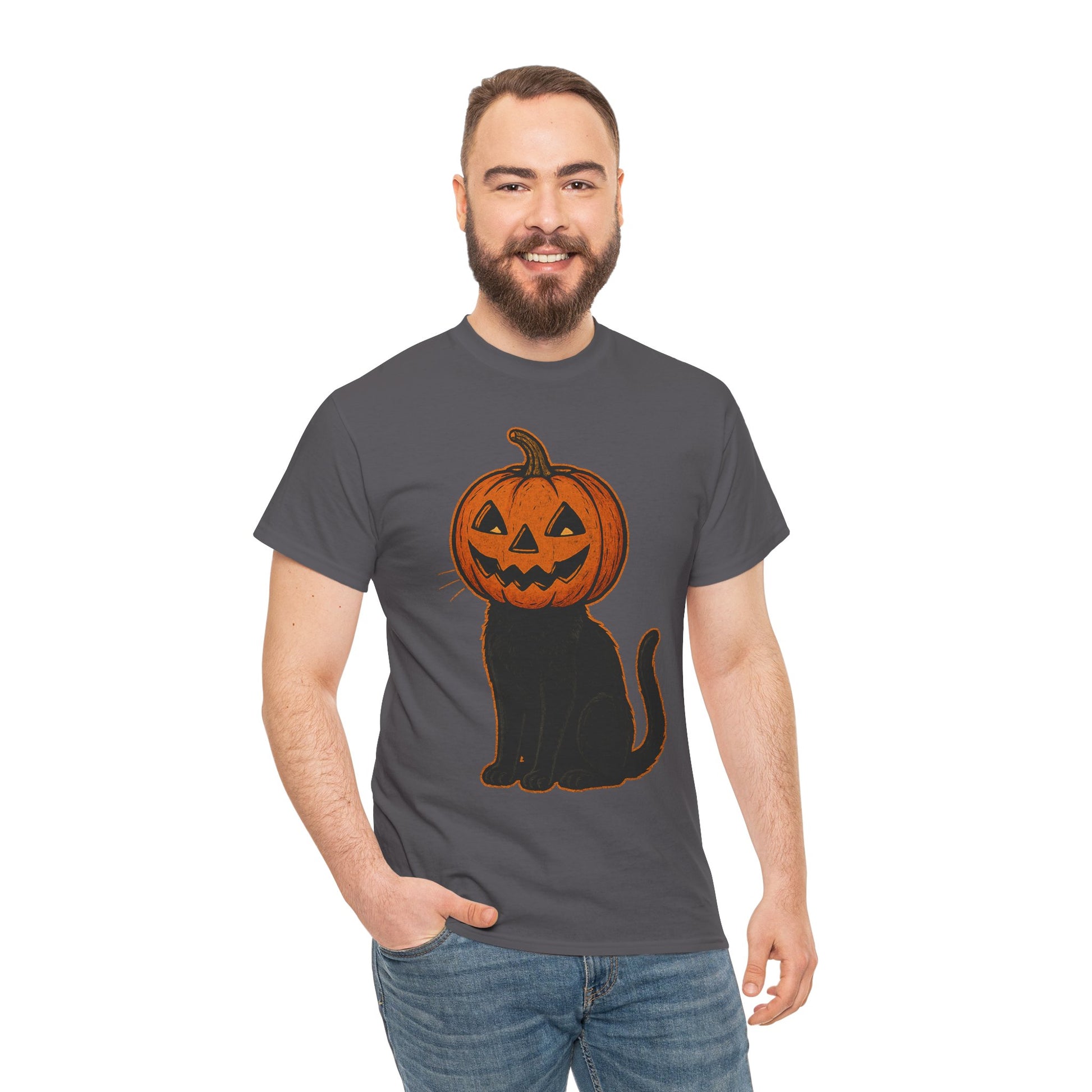 Black Cat Pumpkin Head Halloween T-Shirt – Jack O’Lantern Cat Design