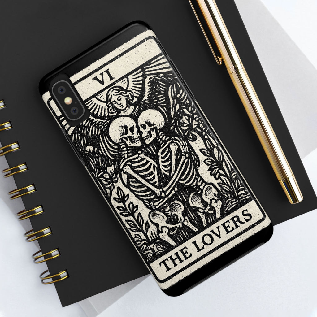 Tough Phone Case with Skeleton Lovers Design, Gothic Phone Cover, Unique Couples Gift, Halloween Accessory, Edgy Tech Design