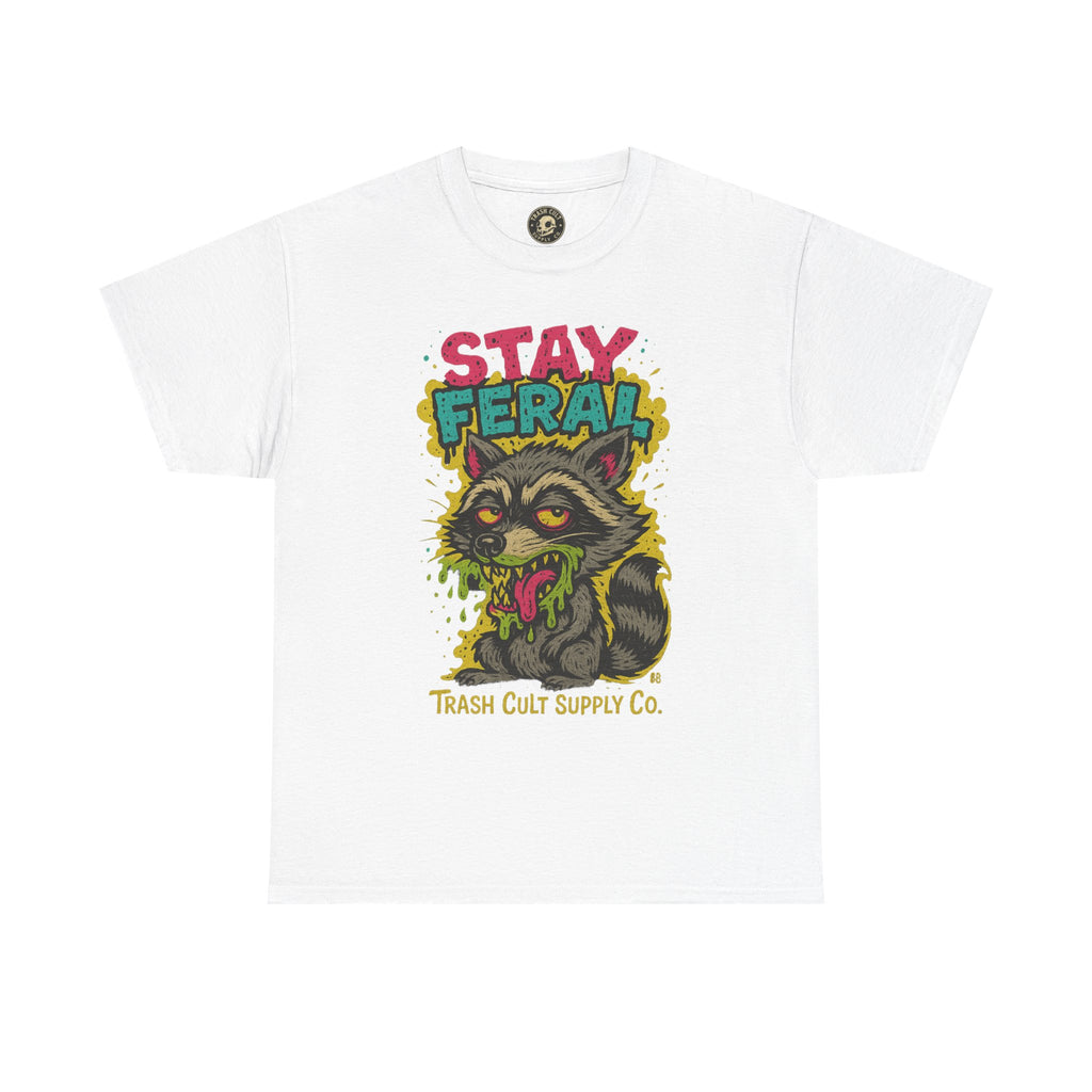Stay Feral Raccoon Lowbrow Tee – Trash Cult Supply Co. | Gildan 5000