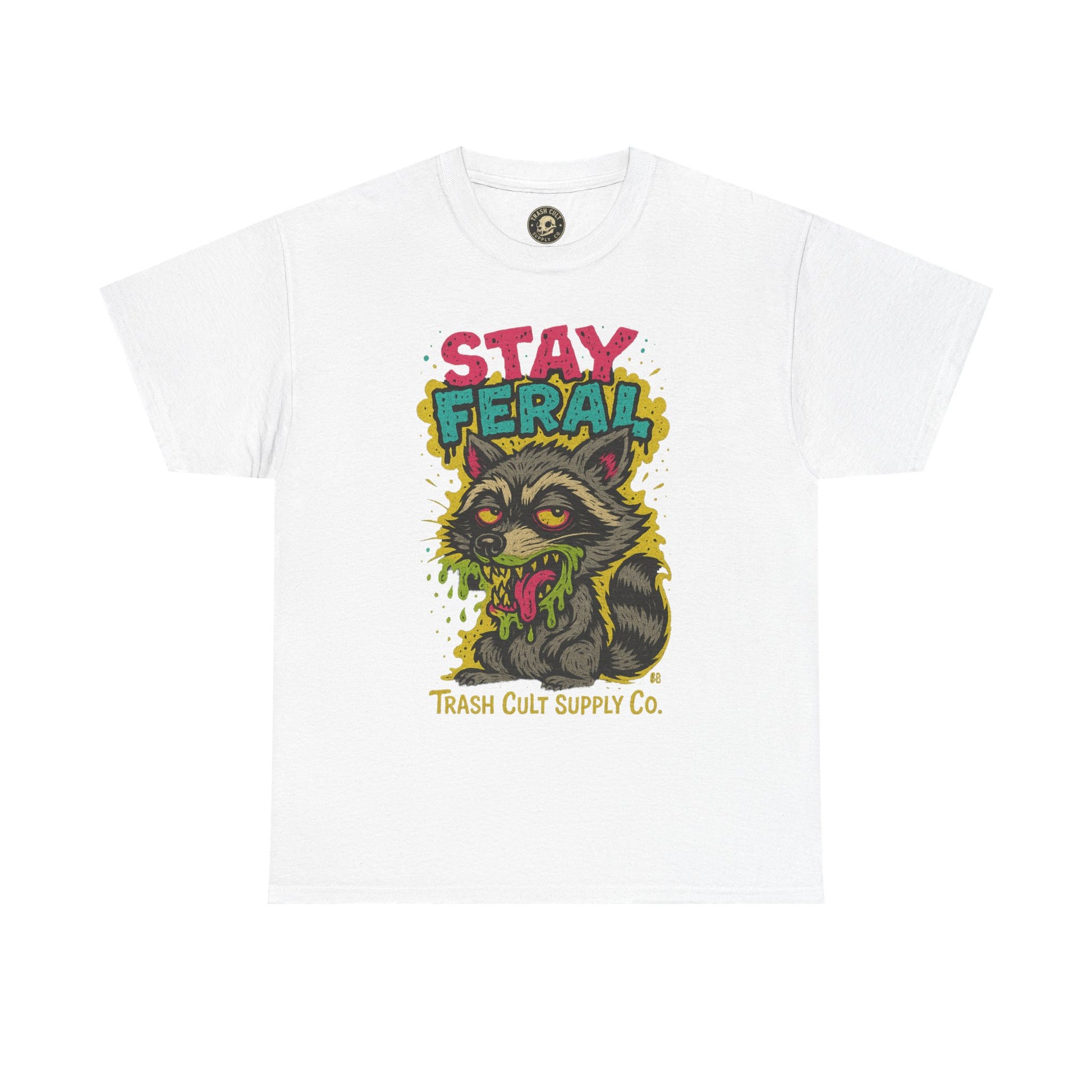 Stay Feral Raccoon Lowbrow Tee – Trash Cult Supply Co. | Gildan 5000