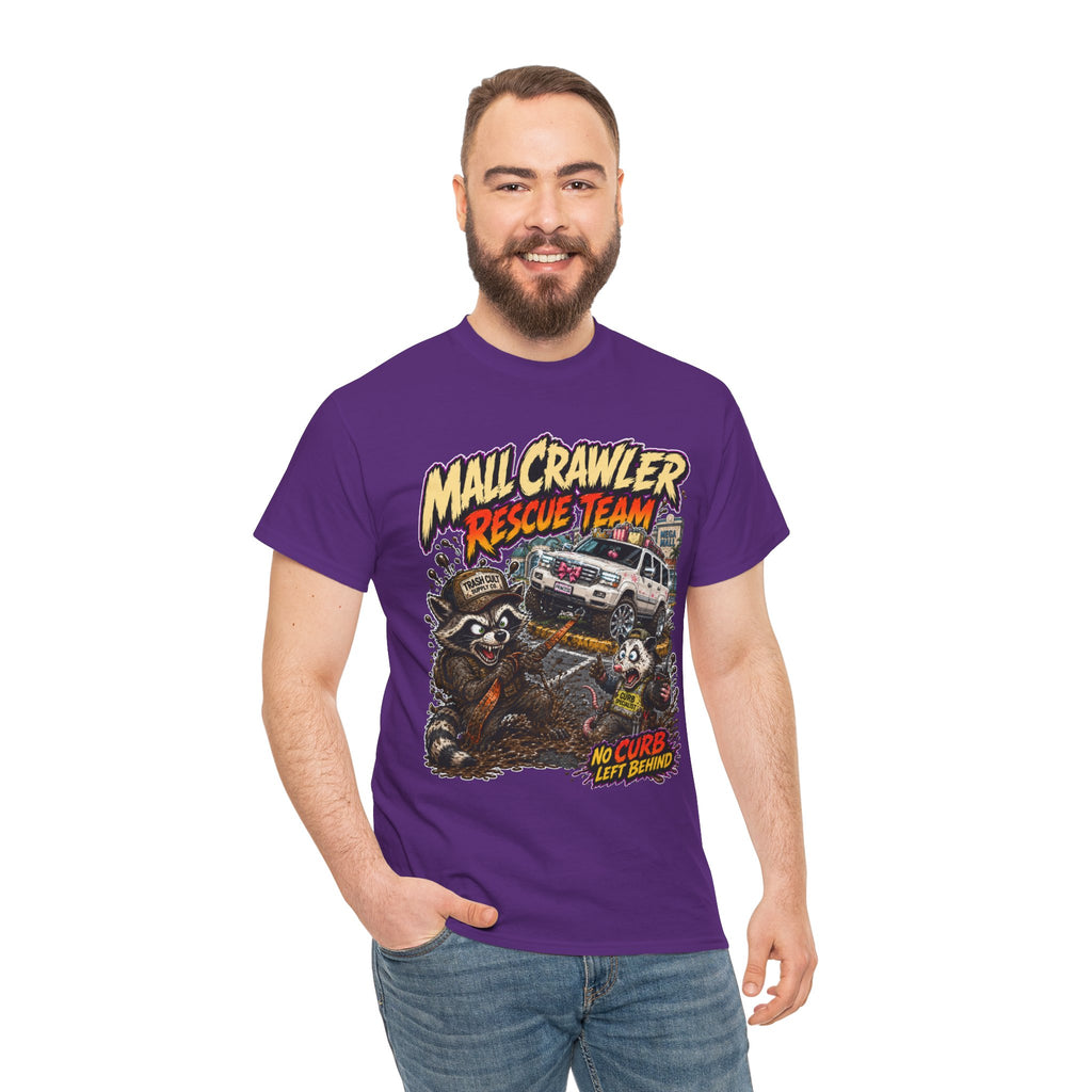 Mall Crawler Rescue Team T‑Shirt — Vintage Raccoon Rescue Graphic Tee (“No Curb Left Behind”)