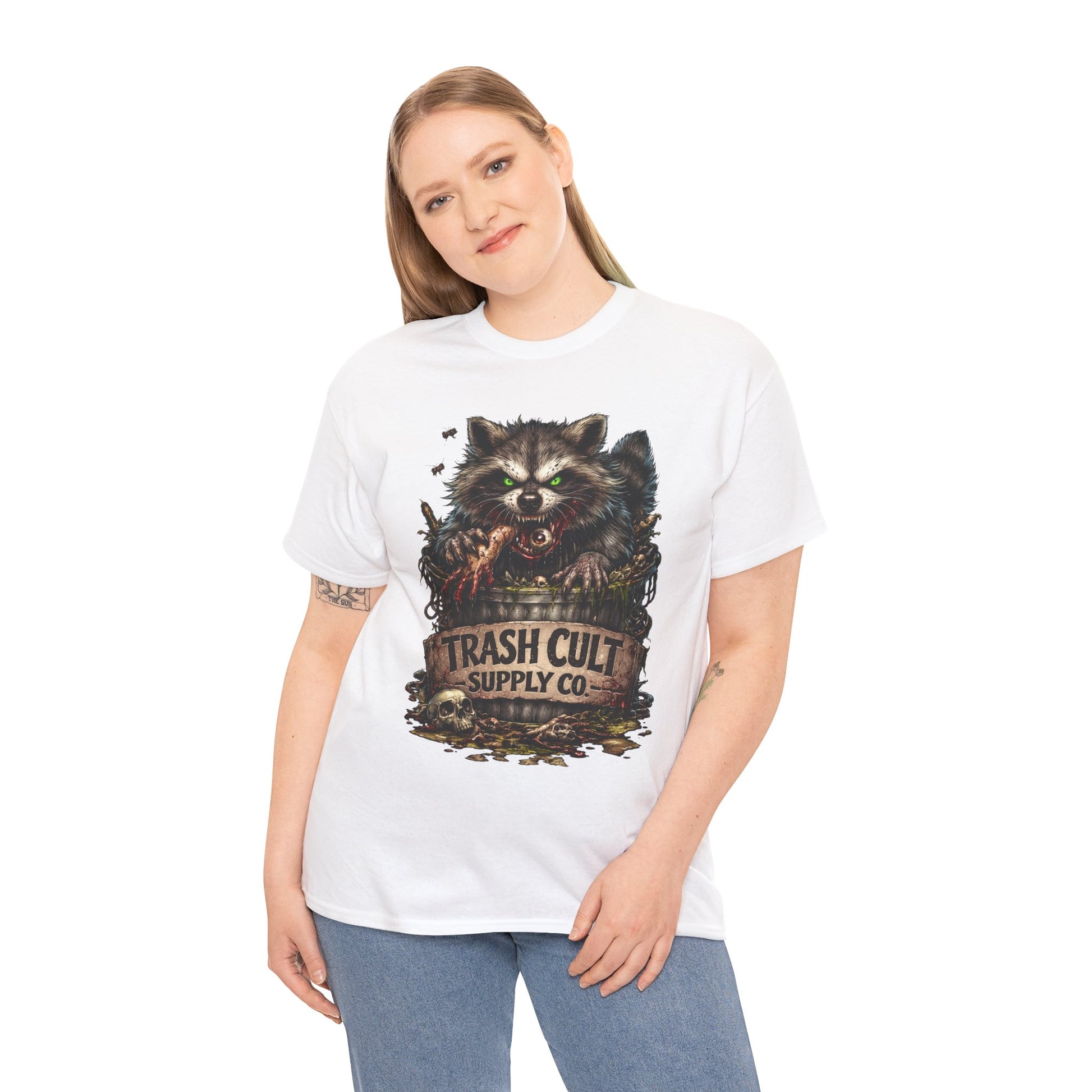 Raccoon 'Trash Cult Supply Co.' Graphic Tee — Vintage Grunge Animal Streetwear