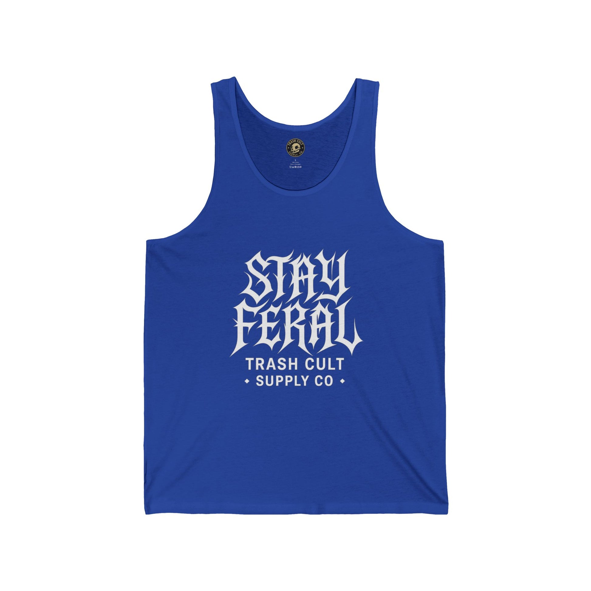 Stay Feral Unisex Jersey Tank | Cool Graphic Top for Summer, Gift for Outdoor Lovers, Festival Wear, Streetwear, Vintage Look
