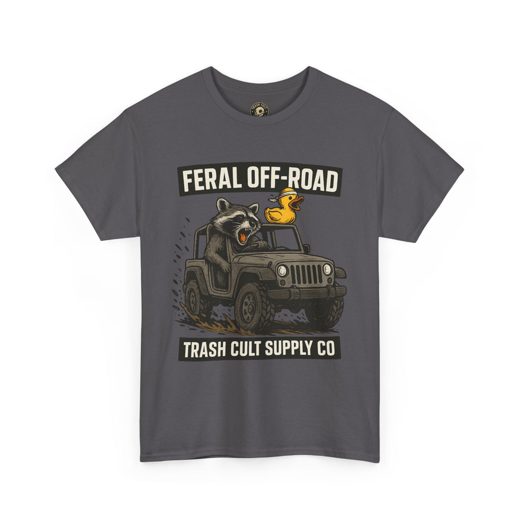 Feral Off-Road Raccoon Jeep Shirt – Mud Slinging Chaos | Trash Cult Supply Co | Gildan 5000 Tee