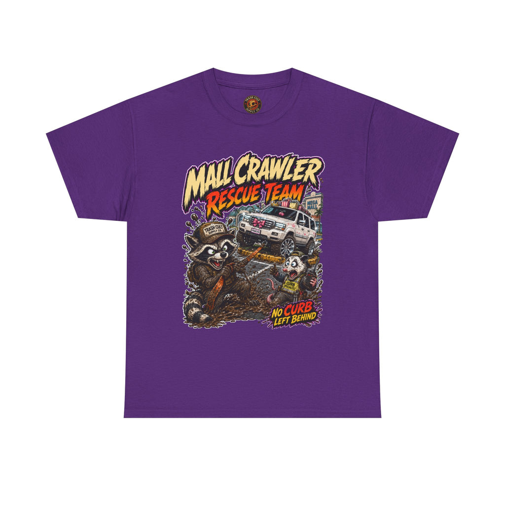 Mall Crawler Rescue Team T‑Shirt — Vintage Raccoon Rescue Graphic Tee (“No Curb Left Behind”)
