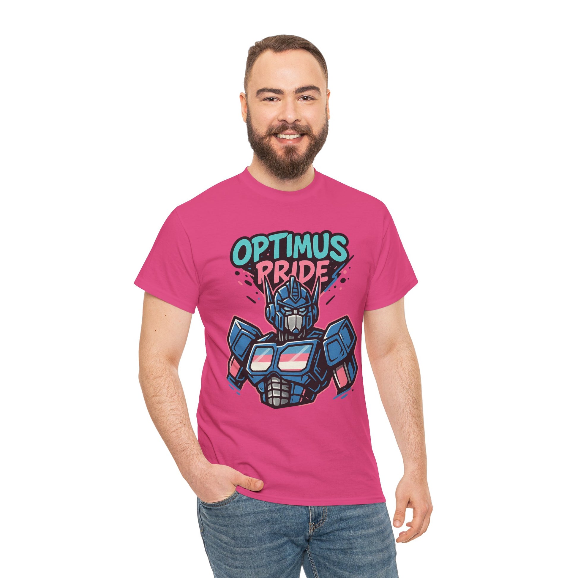 Optimus Pride T-Shirt – Trans Pride Robot Graphic Tee | Gildan 5000 Unisex Shirt
