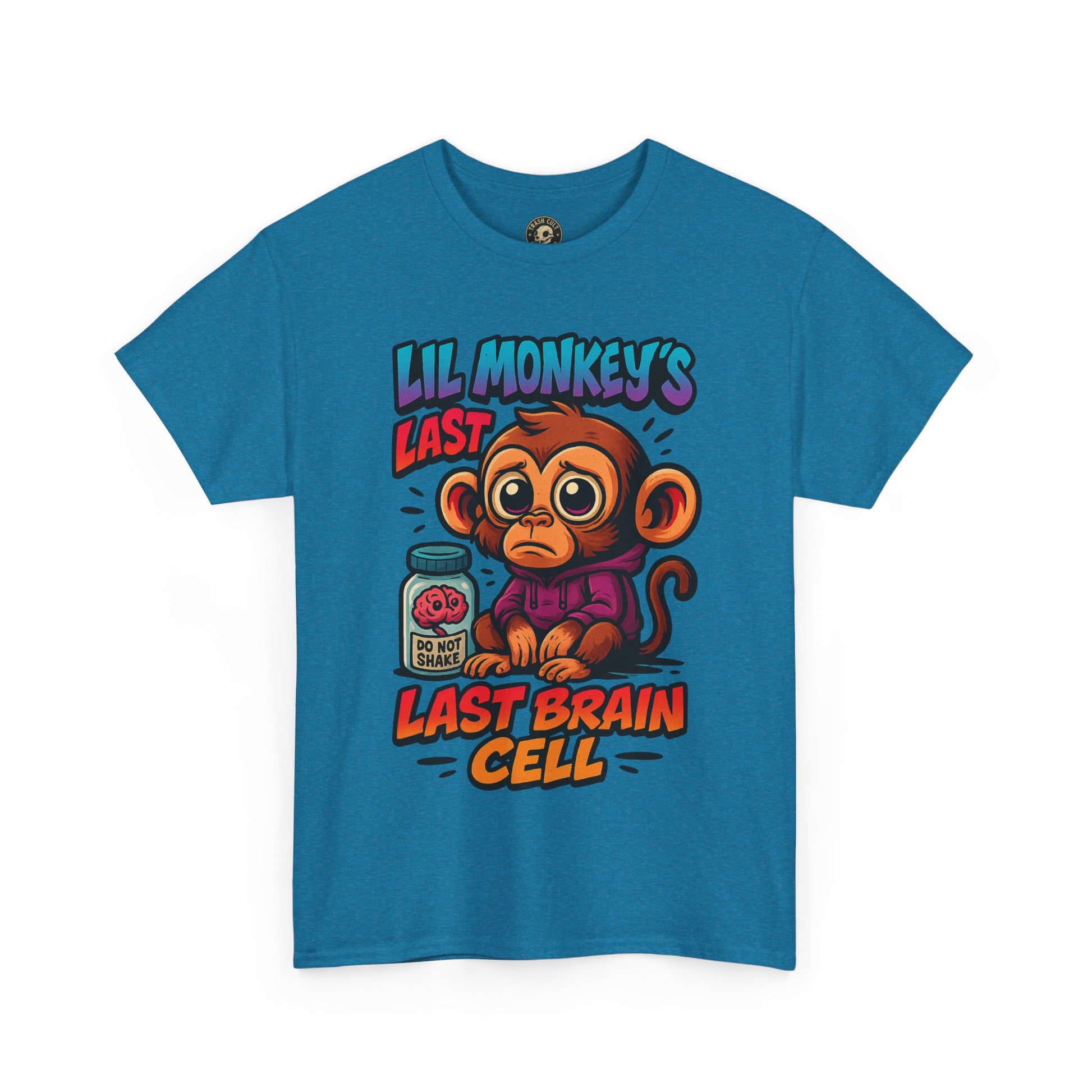 Lil Monkey’s Last Brain Cell Tee – Funny ADHD Cartoon Shirt – Gildan Heavy Cotton