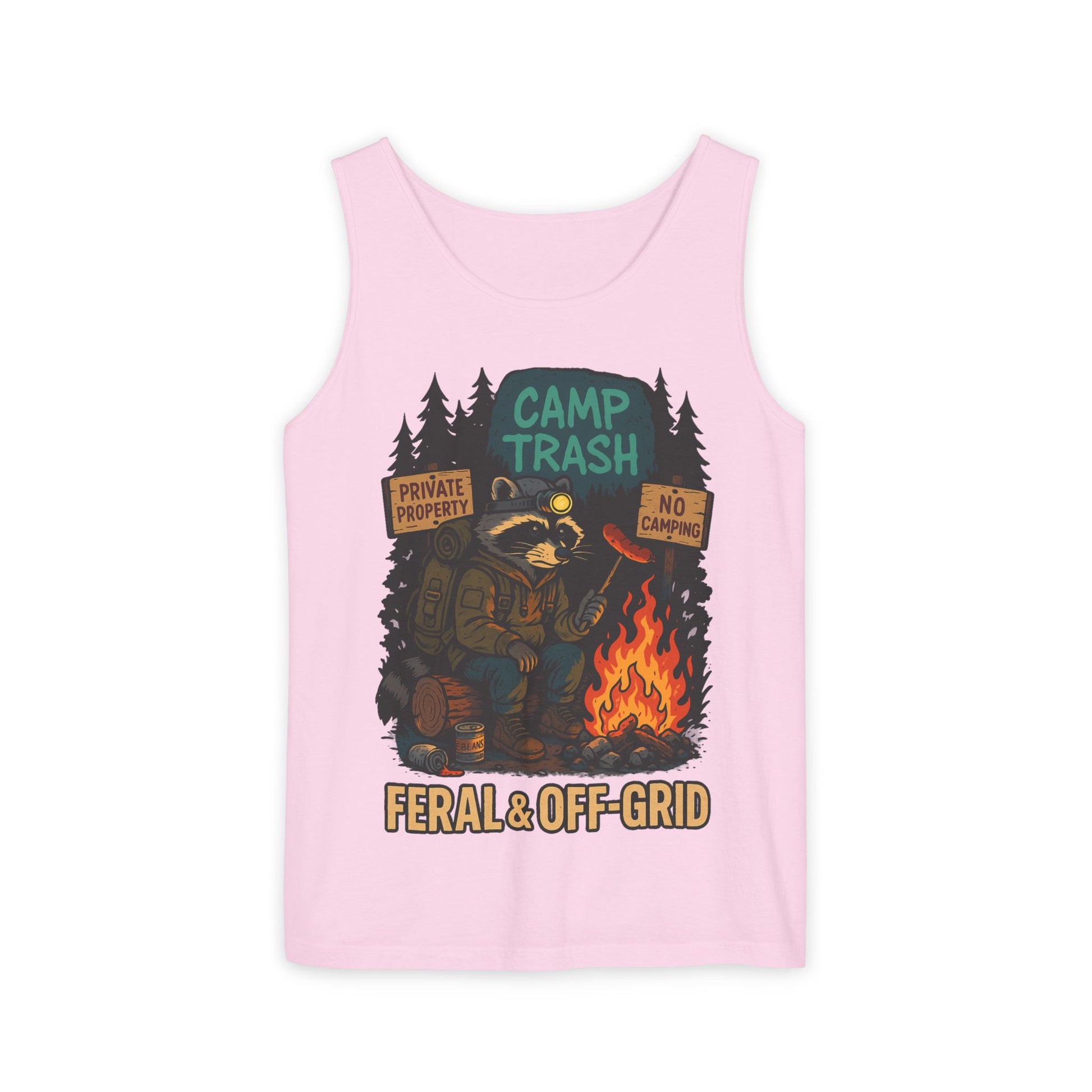 Camp Trash Raccoon Tank Top – Feral & Off-Grid Summer Shirt by Trash Cult