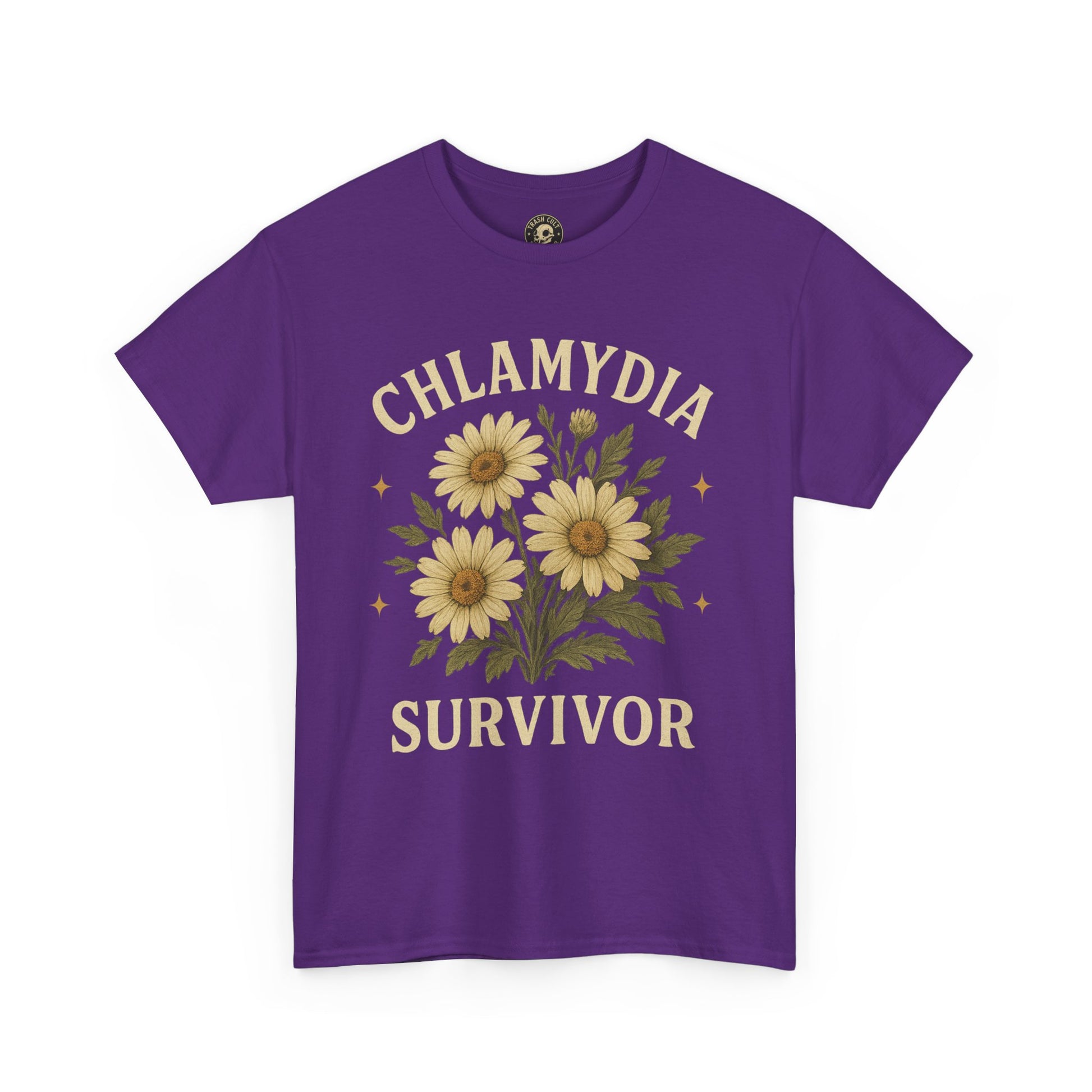 Chlamydia Survivor Vintage Floral Tee – Funny Bold Statement Shirt – Gildan 5000 Unisex Heavy Cotton