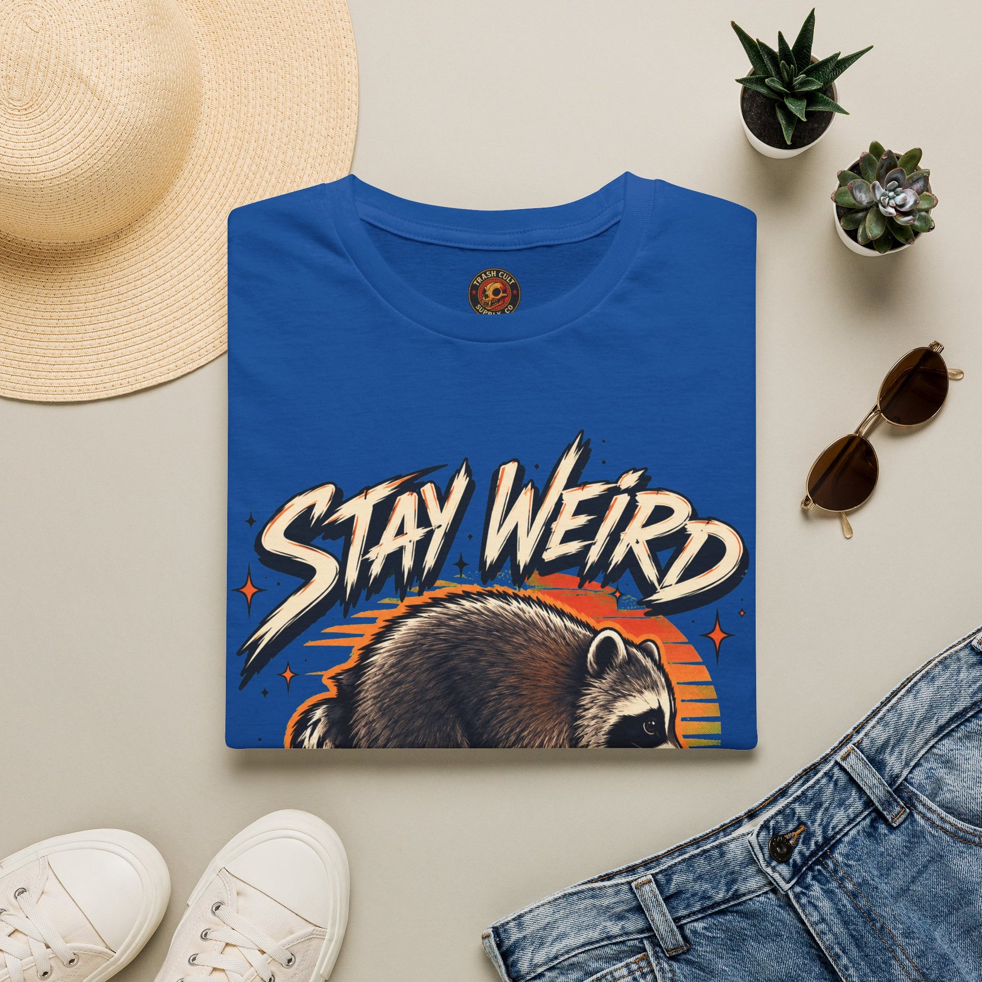Stay Weird Raccoon Jimothy T-Shirt — Vintage Graphic Tee