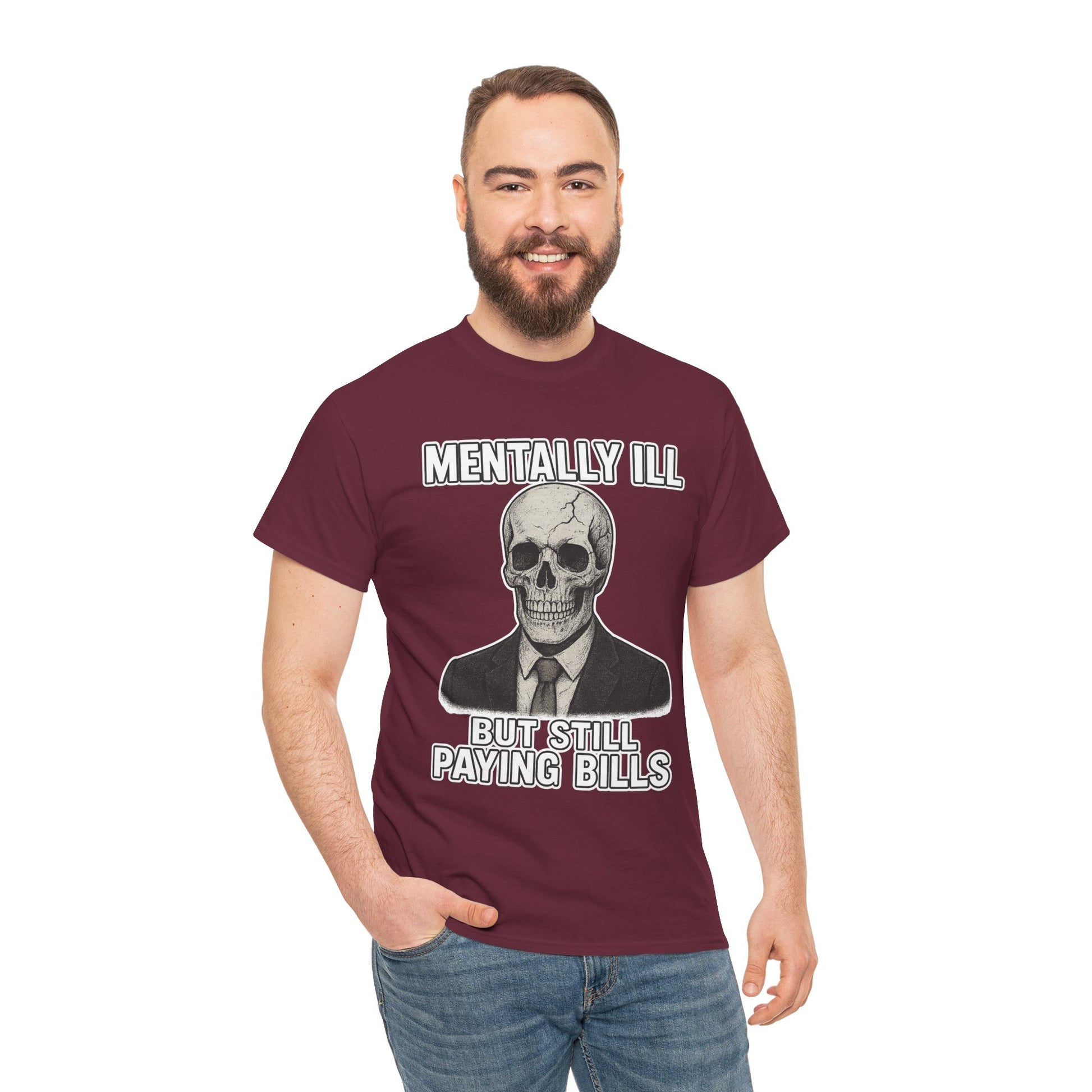 Mental Health Awareness Tee, Unisex Skull Shirt, Funny Graphic Tee, Quirky Casual Wear, Gifts for Friends, Halloween Apparel