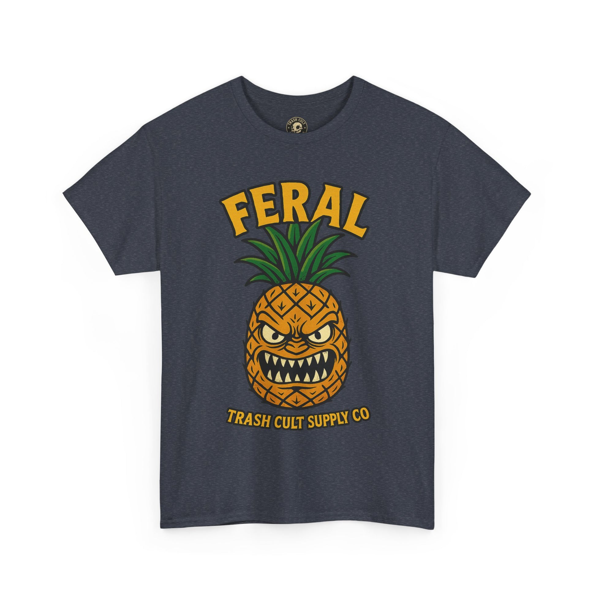 Feral Evil Pineapple Shirt – Aggressive Fruit Trashcore Tee – Gildan 5000 Unisex
