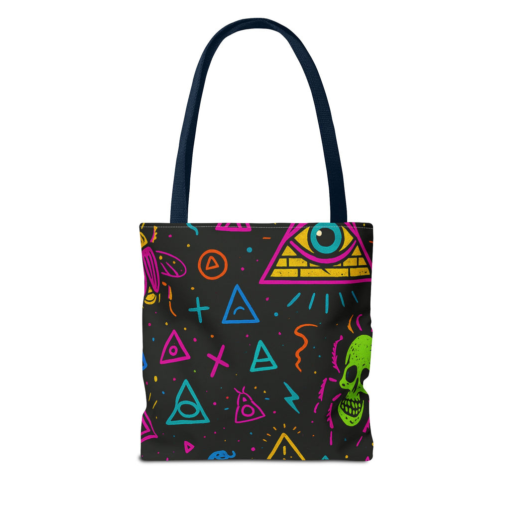 Illuminasty Drop Neon Tote Bag – All-Seeing Eye, Skulls & Symbols | Trash Cult Supply Co.
