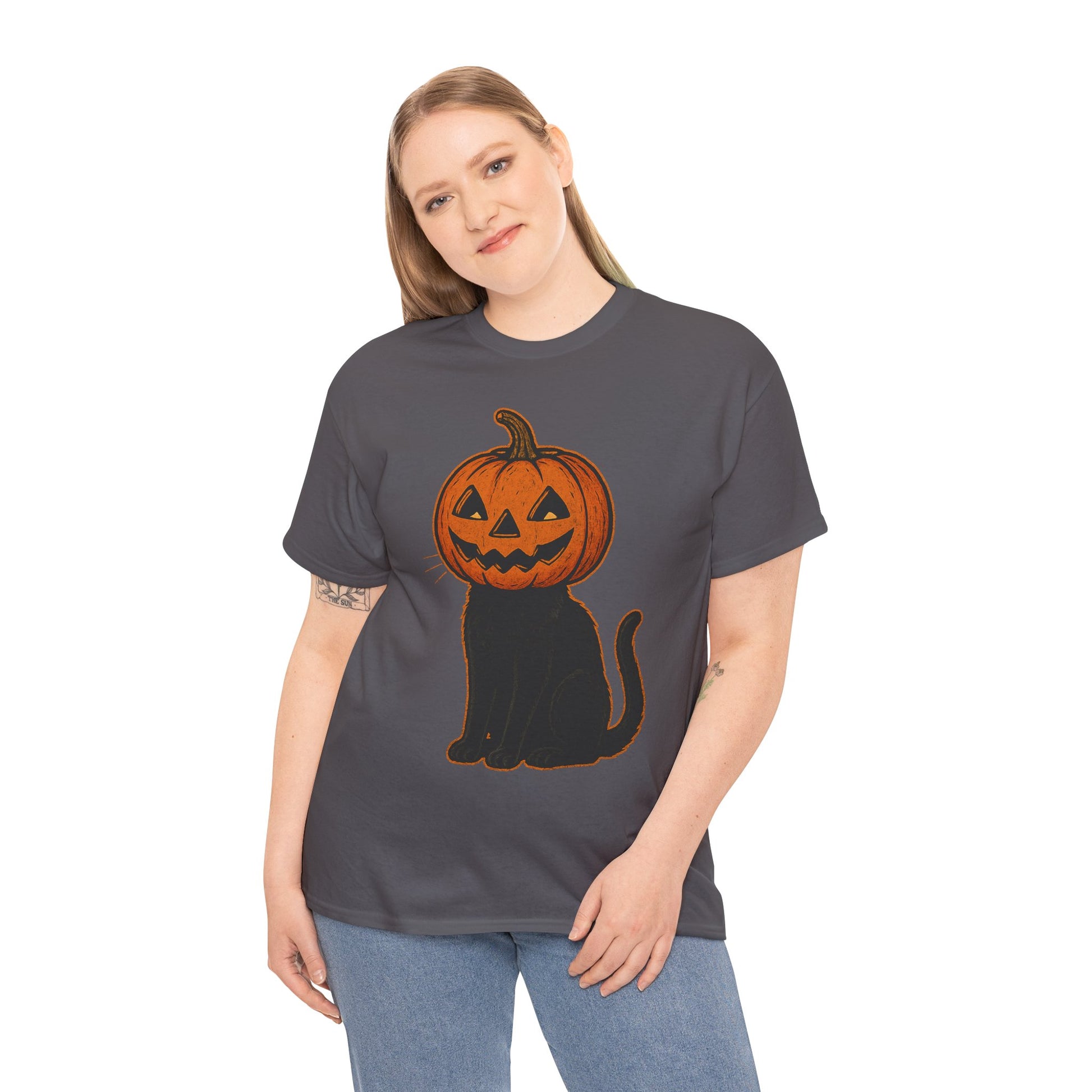 Black Cat Pumpkin Head Halloween T-Shirt – Jack O’Lantern Cat Design