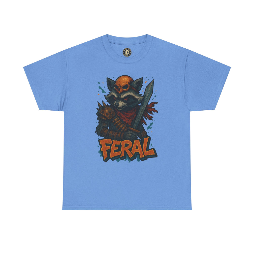 FERAL Raccoon Warlord Shirt – Graffiti Street Art Animal Tee | Bold Post-Apocalyptic Design on Gildan 5000